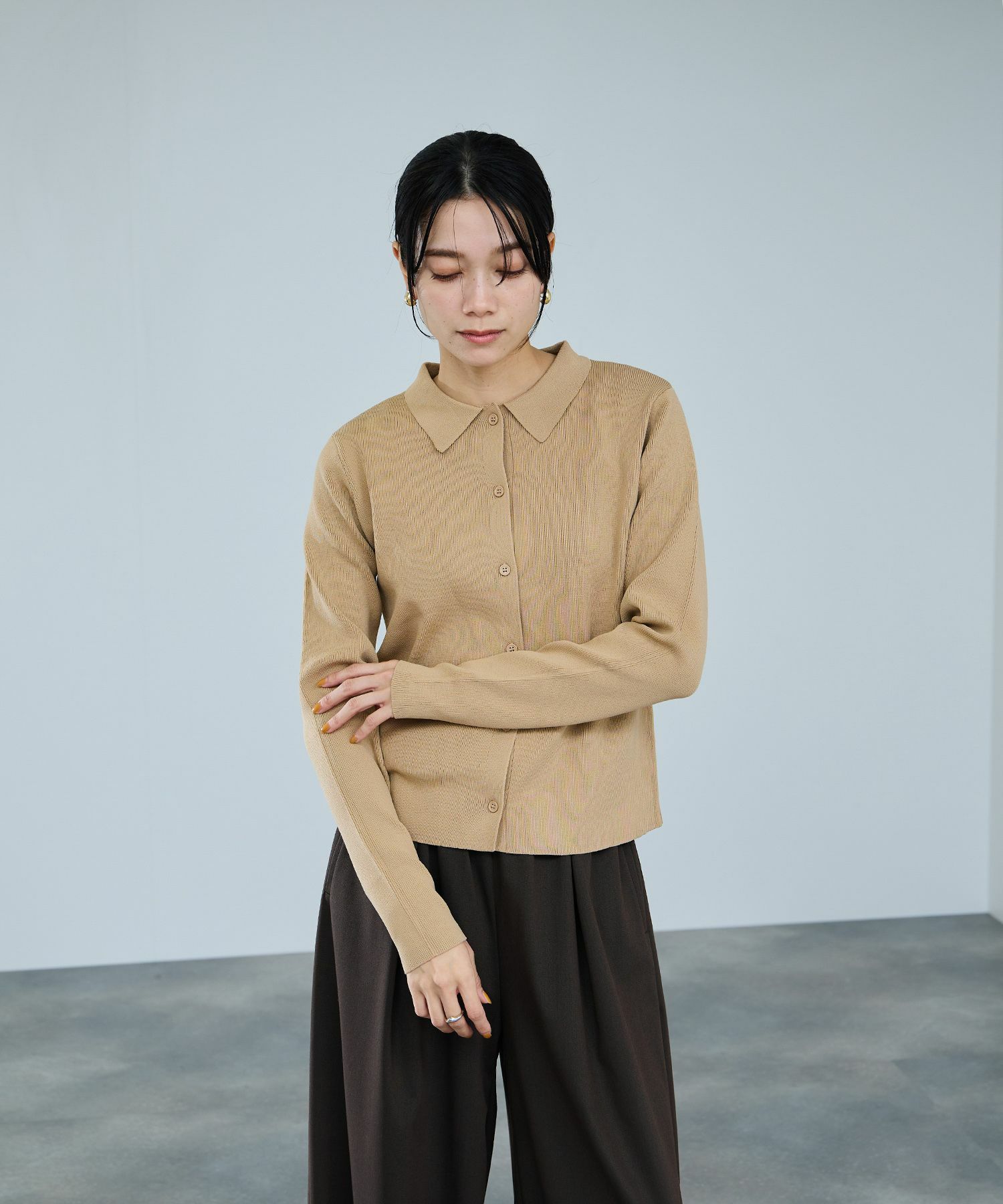 [さらに50%OFF]milli de l'air  ソフトレッチポロカーディガン レディース商品画像-3