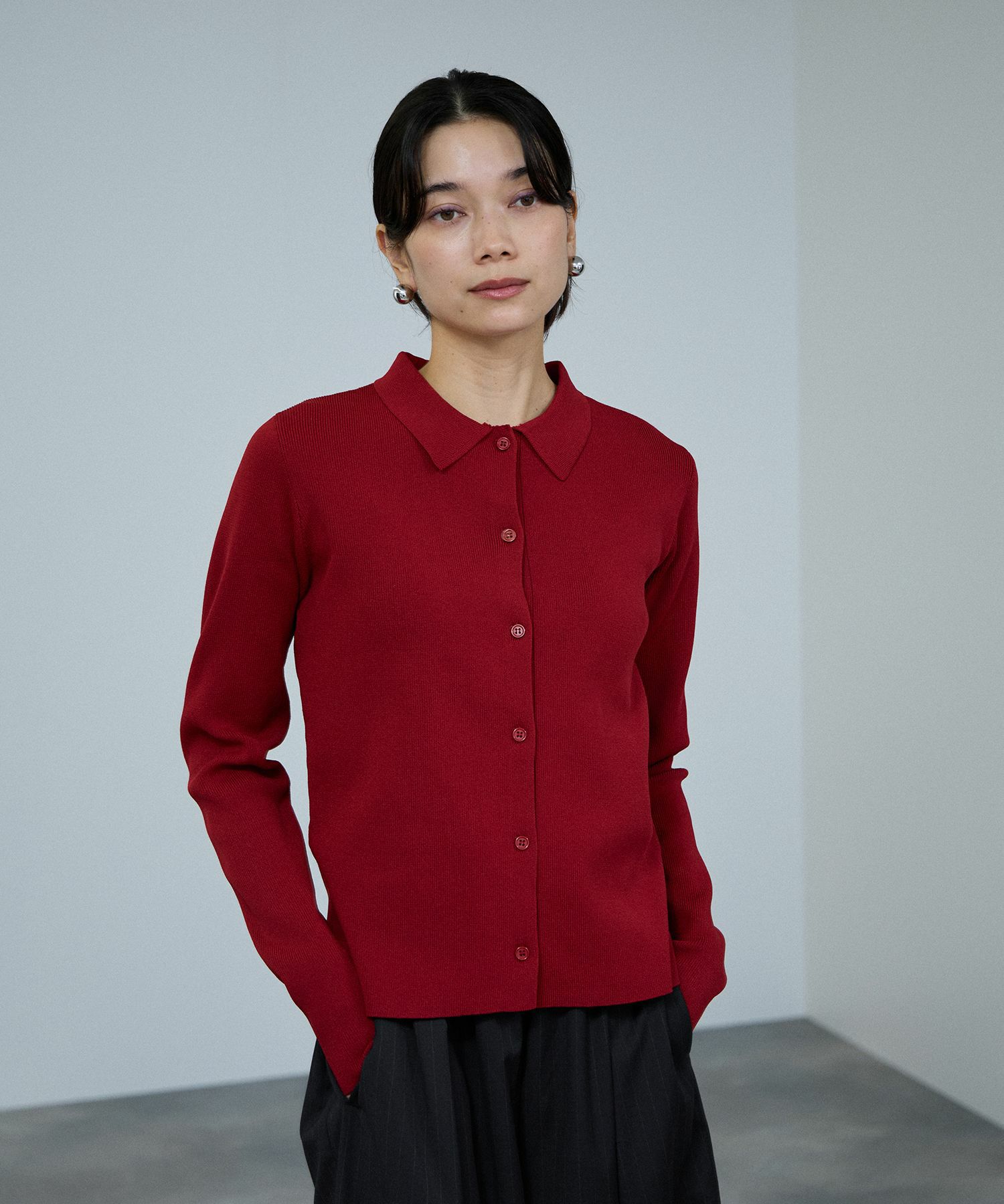 [さらに50%OFF]milli de l'air  ソフトレッチポロカーディガン レディース商品画像-5