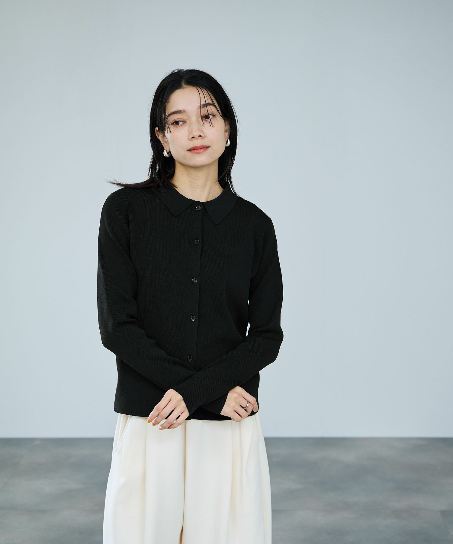 [さらに50%OFF]milli de l'air  ソフトレッチポロカーディガン レディース商品画像-10