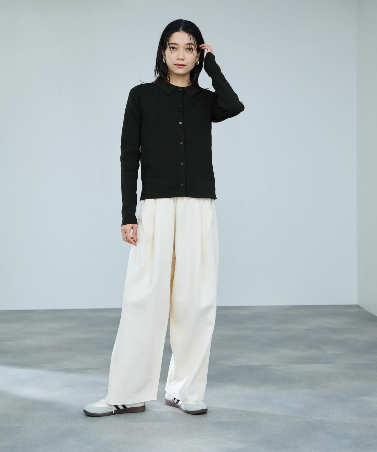 milli de l'air ソフトレッチポロカーディガン レディース