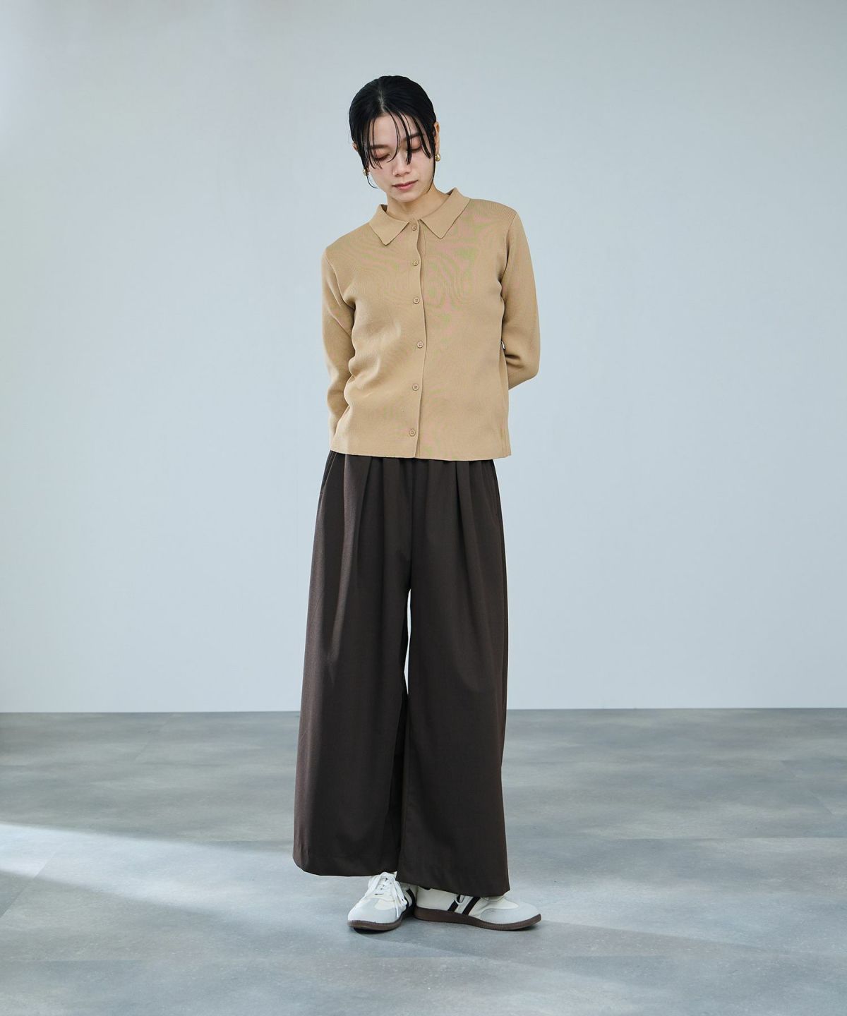 milli de l'air ソフトレッチポロカーディガン レディース