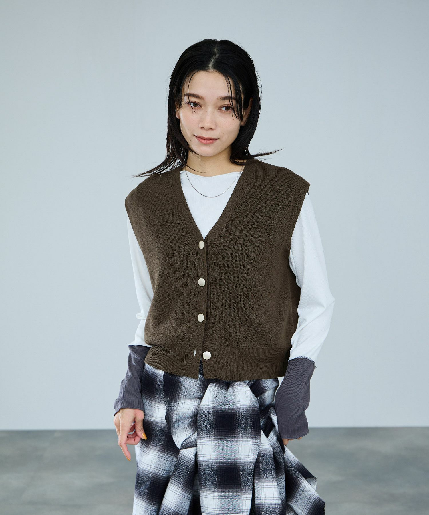 milli de l'air ニット前開きベスト レディース