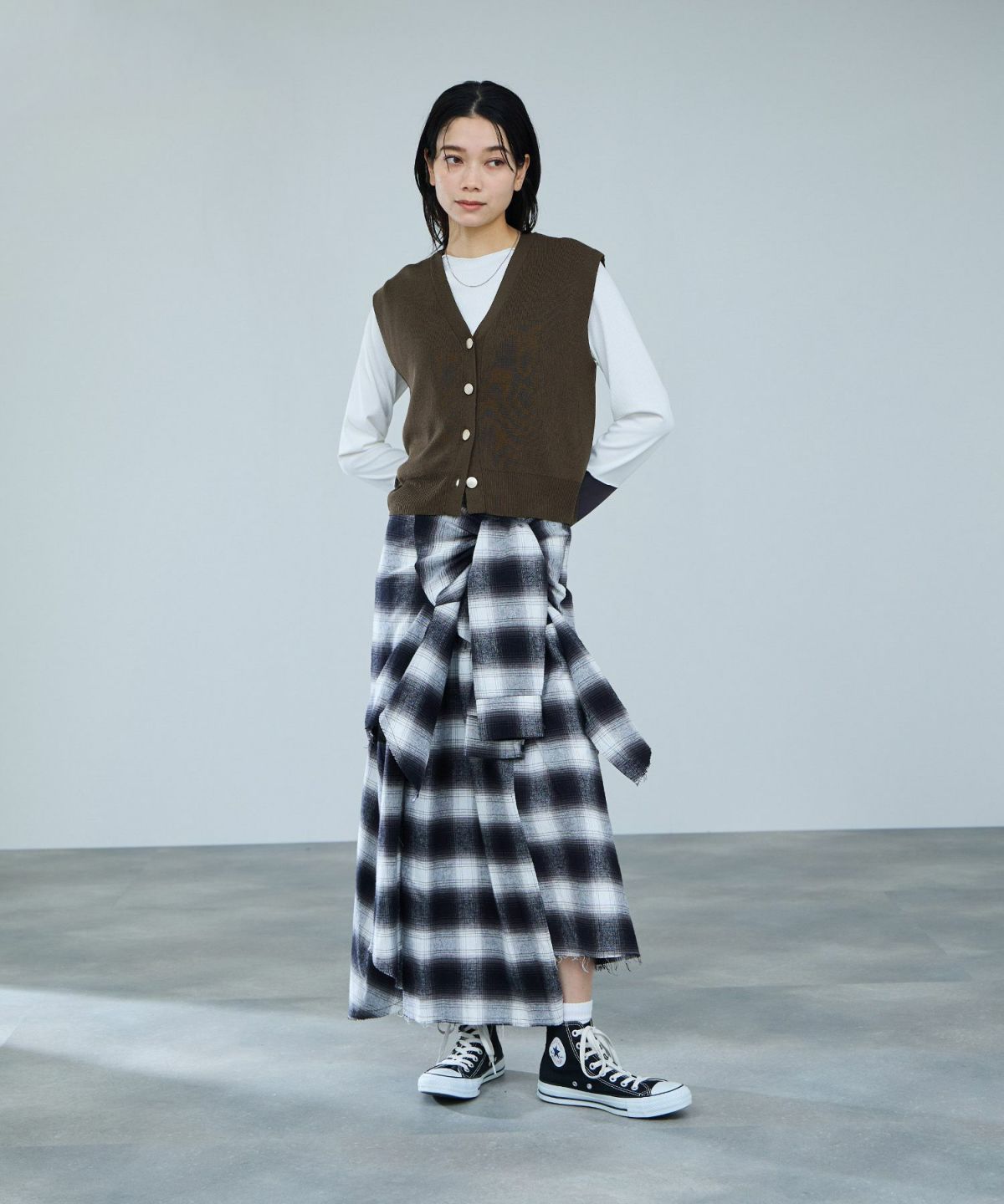 milli de l'air ニット前開きベスト レディース