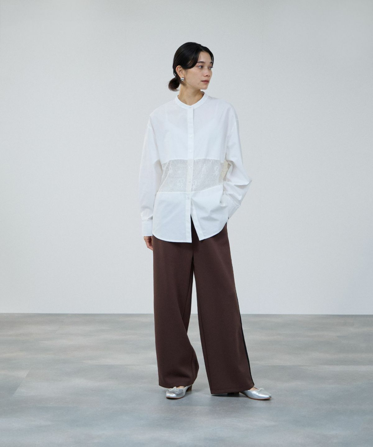 [ボトムス20%OFF]milli de l'air エアリエポンチ素材ラインパンツ レディース