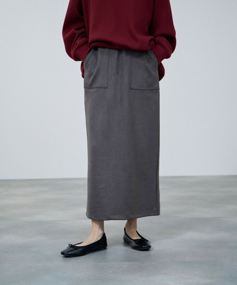 milli de l'air スエードライクポンチ素材Iラインスカート レディース商品画像-2
