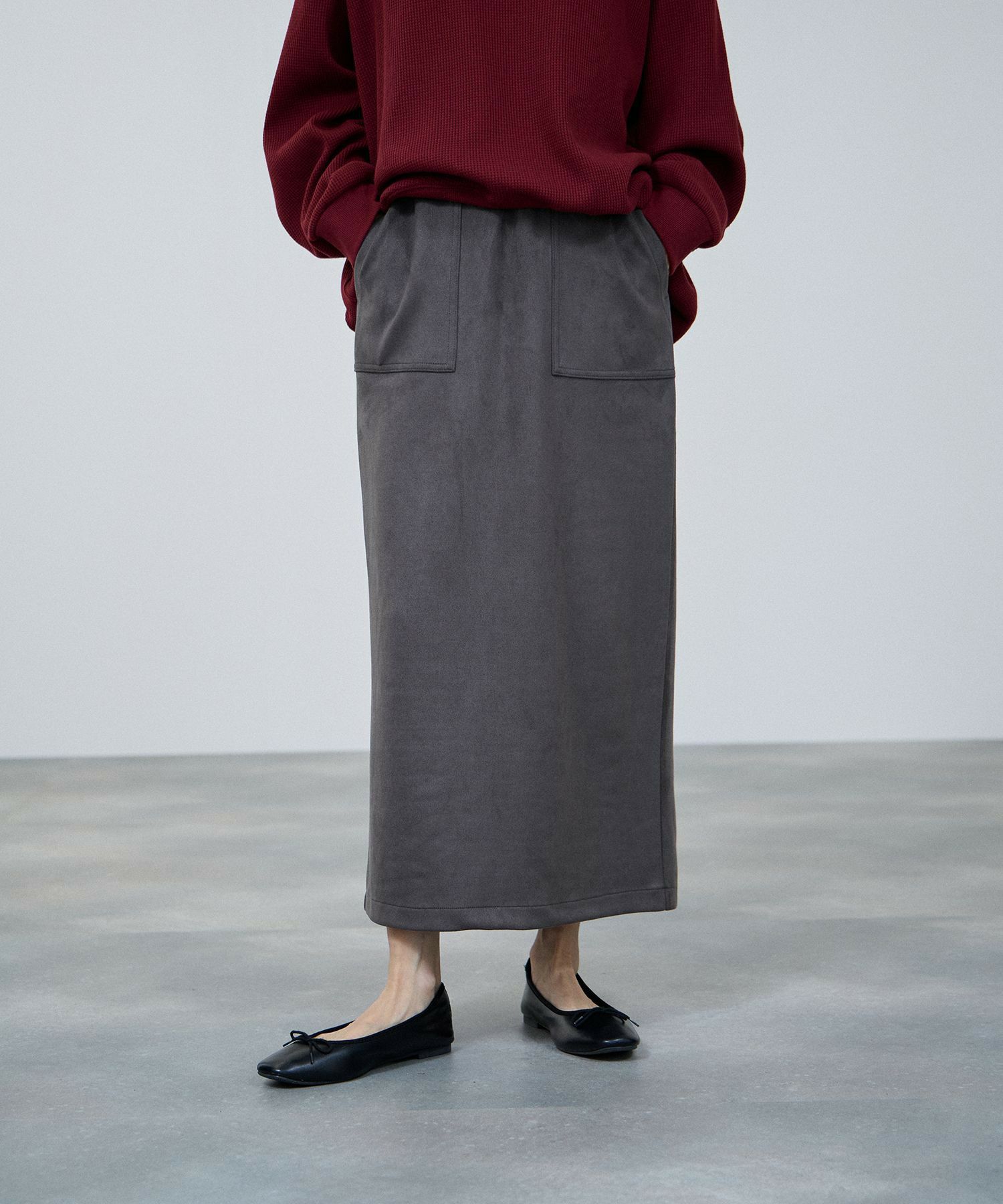 milli de l'air スエードライクポンチ素材Iラインスカート レディース商品サムネイル-2