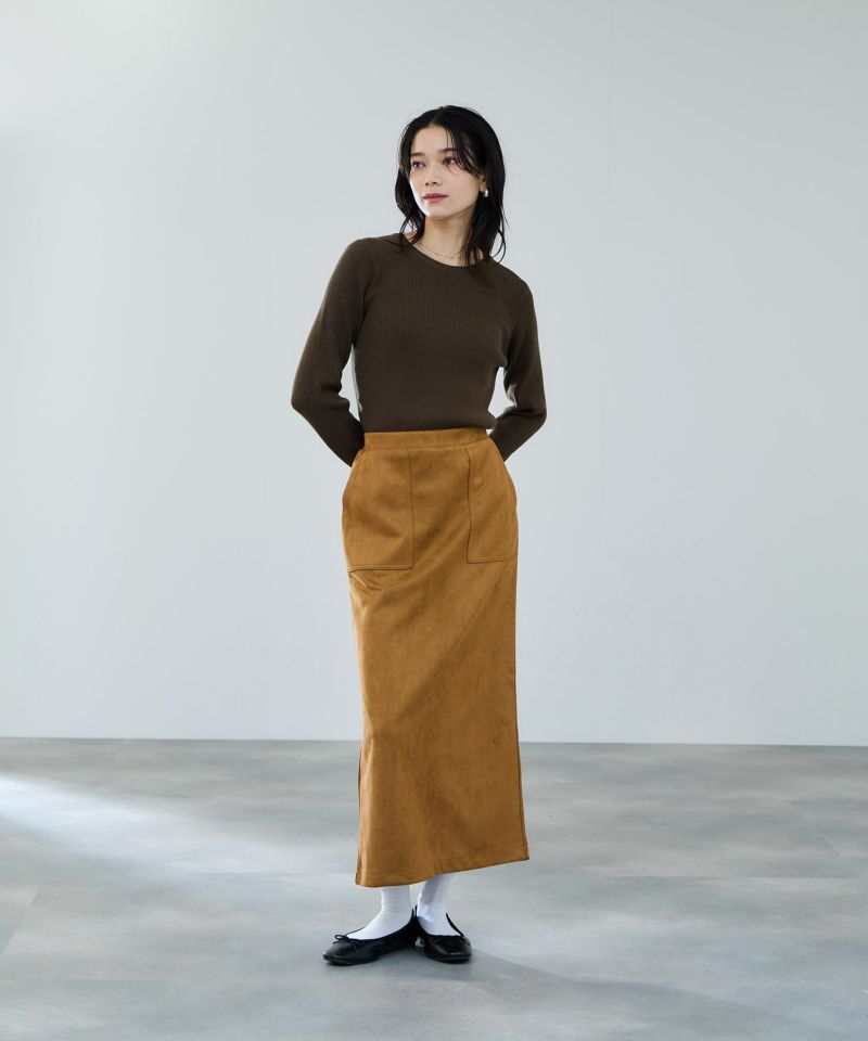 milli de l'air スエードライクポンチ素材Iラインスカート レディース商品画像-8