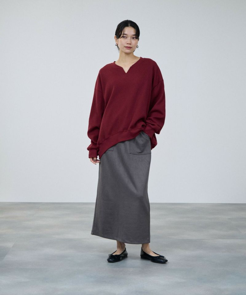 milli de l'air スエードライクポンチ素材Iラインスカート レディース商品画像-9