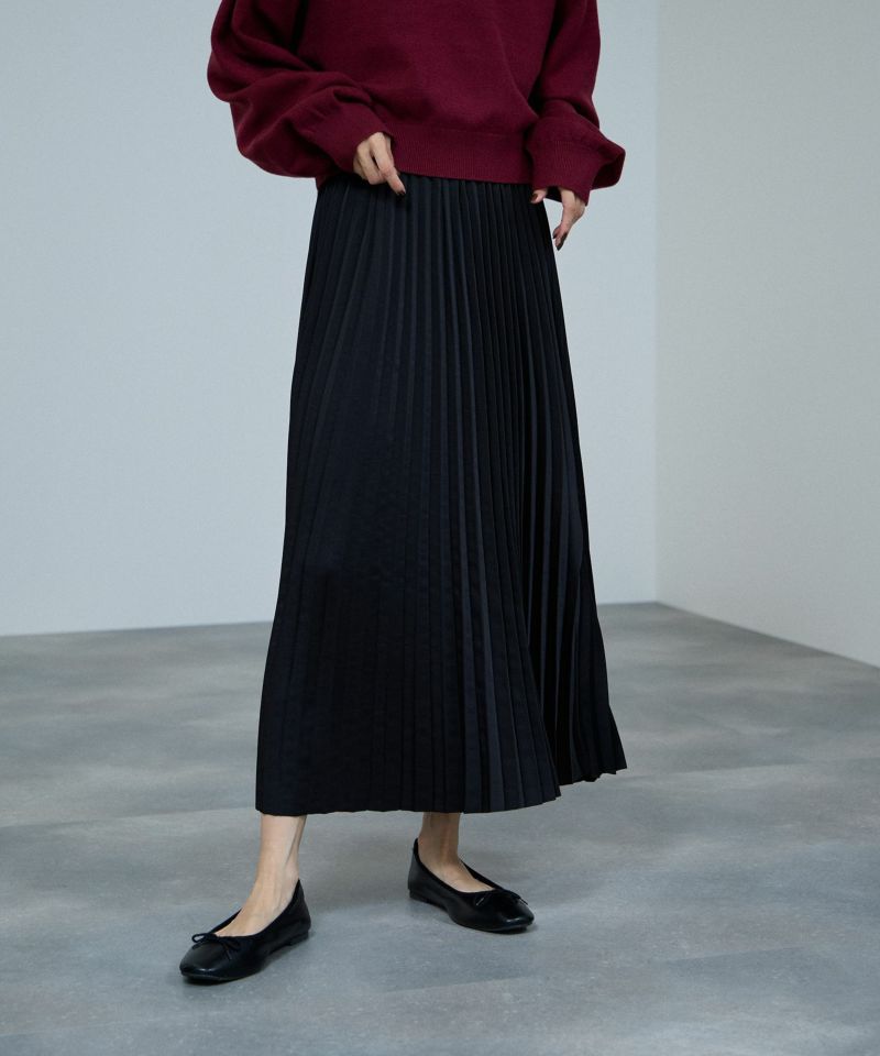 milli de l'air サテンストレッチプリーツスカート レディース商品画像-2
