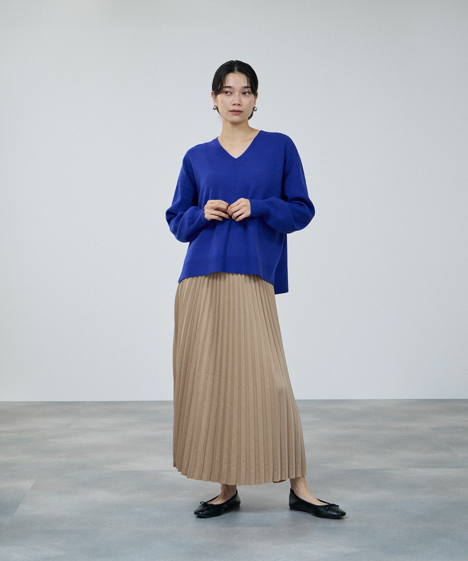 milli de l'air  サテンストレッチプリーツスカート レディース商品画像-8