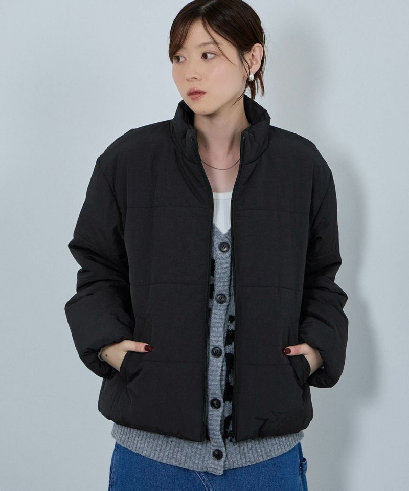   Jeans 中綿入りブルゾン 中綿 ブルゾン ワンポイント刺繍 ストライプ アウター 大きいサイズ