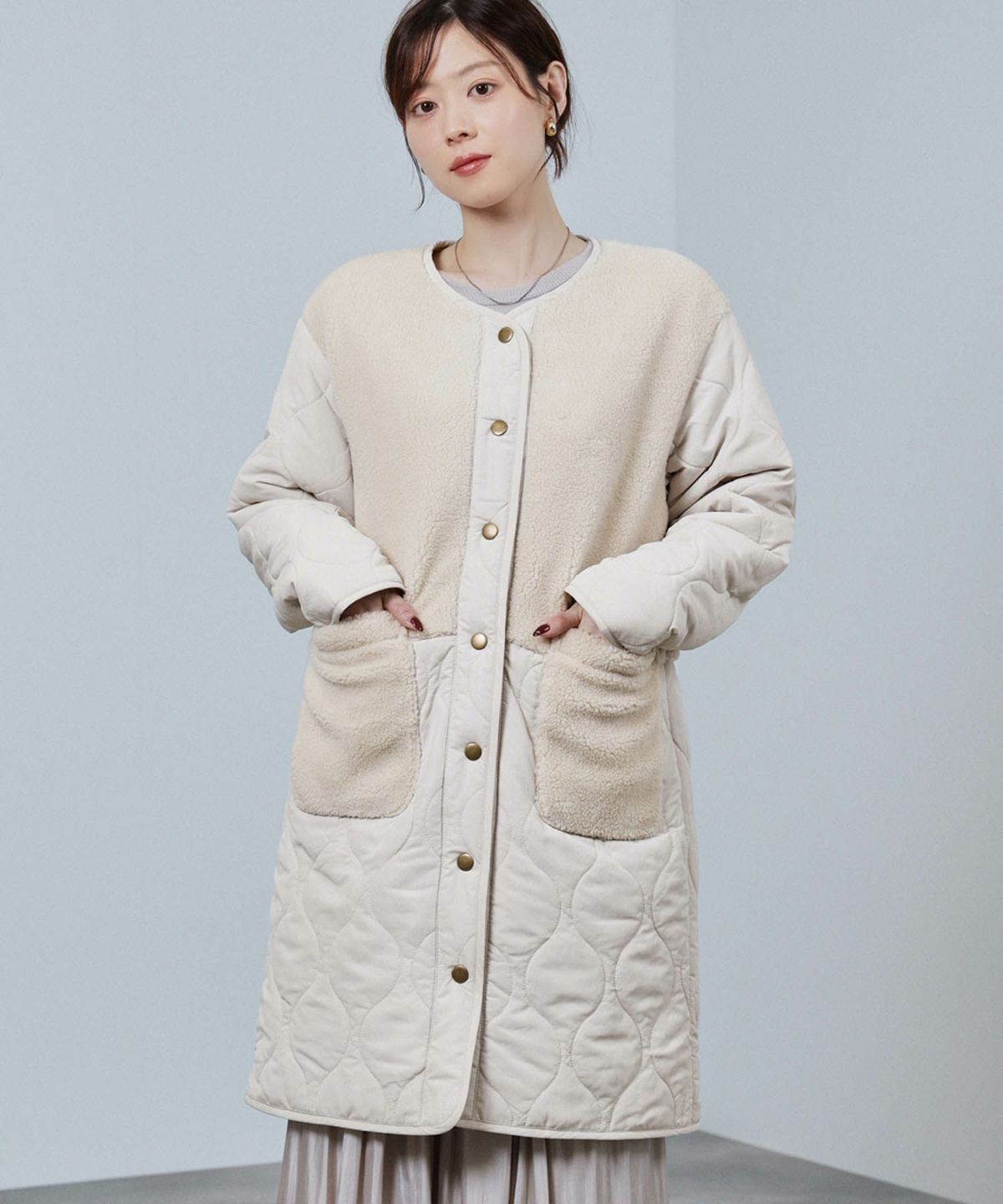 nAvy グラムスキルトボア切替コート レディース