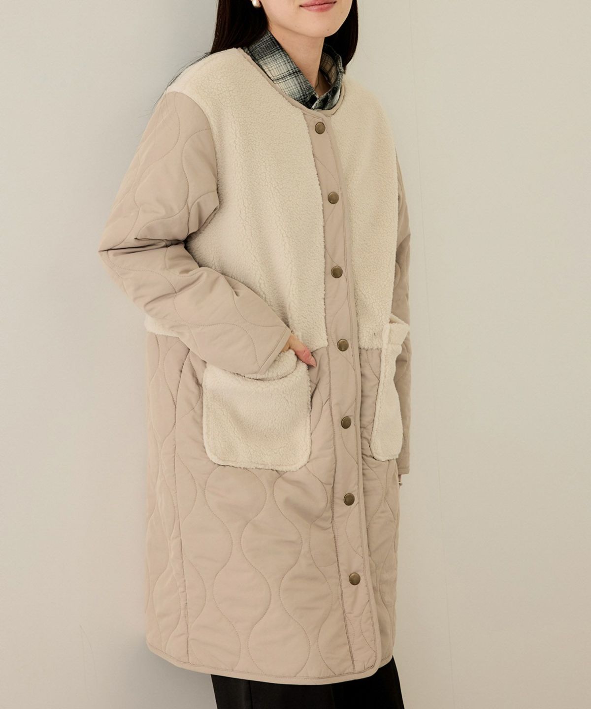 nAvy グラムスキルトボア切替コート レディース