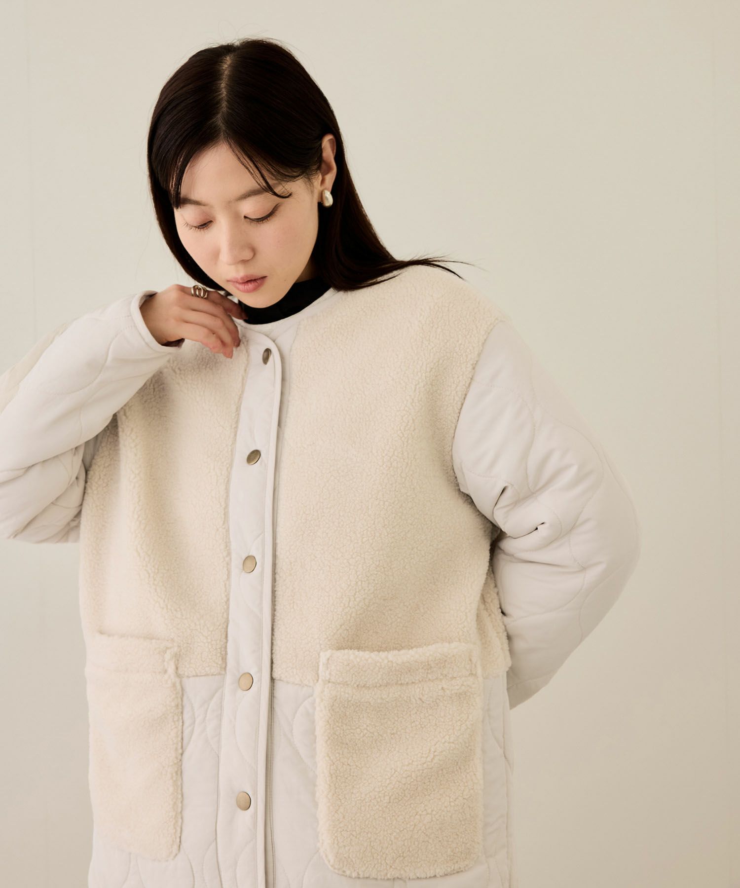 [最終さらに50%OFF]nAvy  グラムスキルトボア切替コート レディース商品画像-5