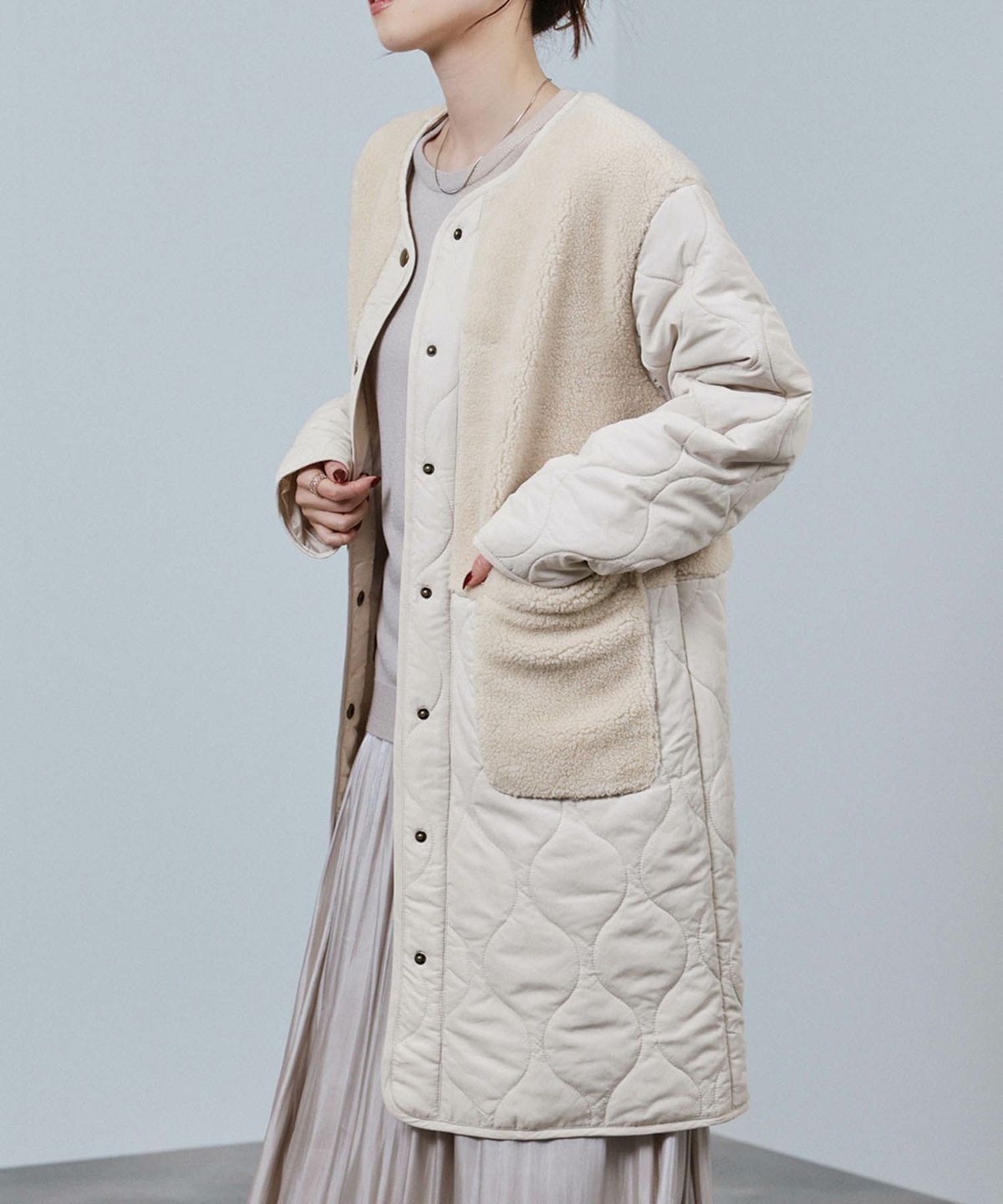 nAvy グラムスキルトボア切替コート レディース