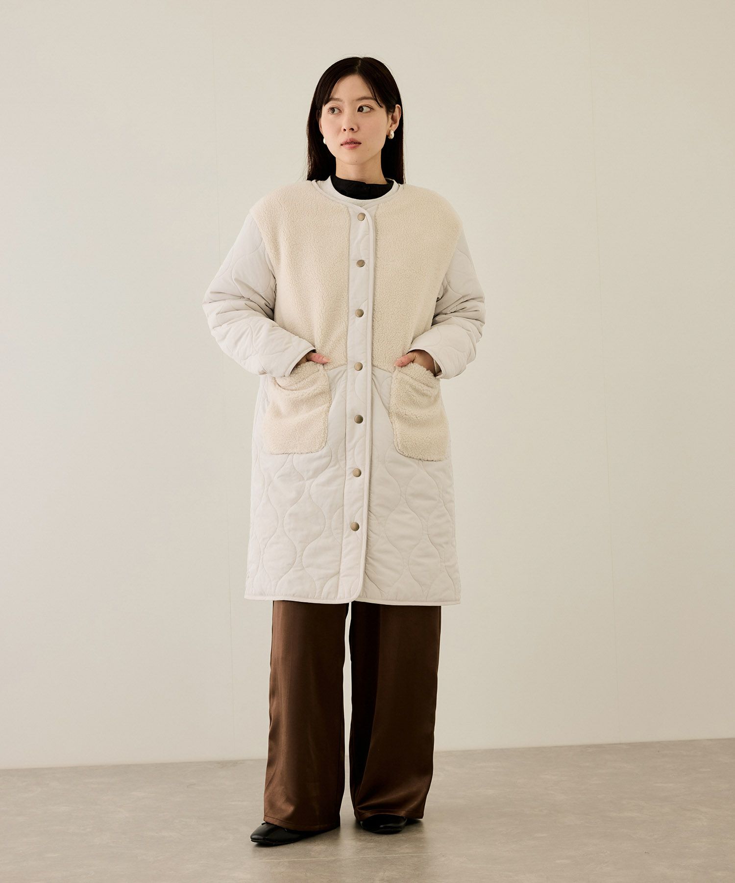 [最終さらに50%OFF]nAvy  グラムスキルトボア切替コート レディース商品画像-7