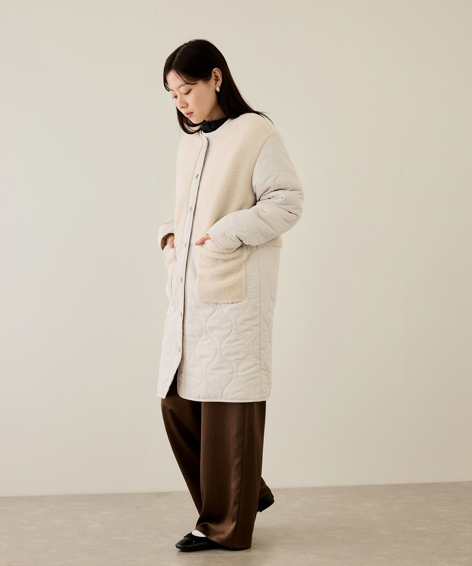 [最終さらに50%OFF]nAvy  グラムスキルトボア切替コート レディース商品画像-8