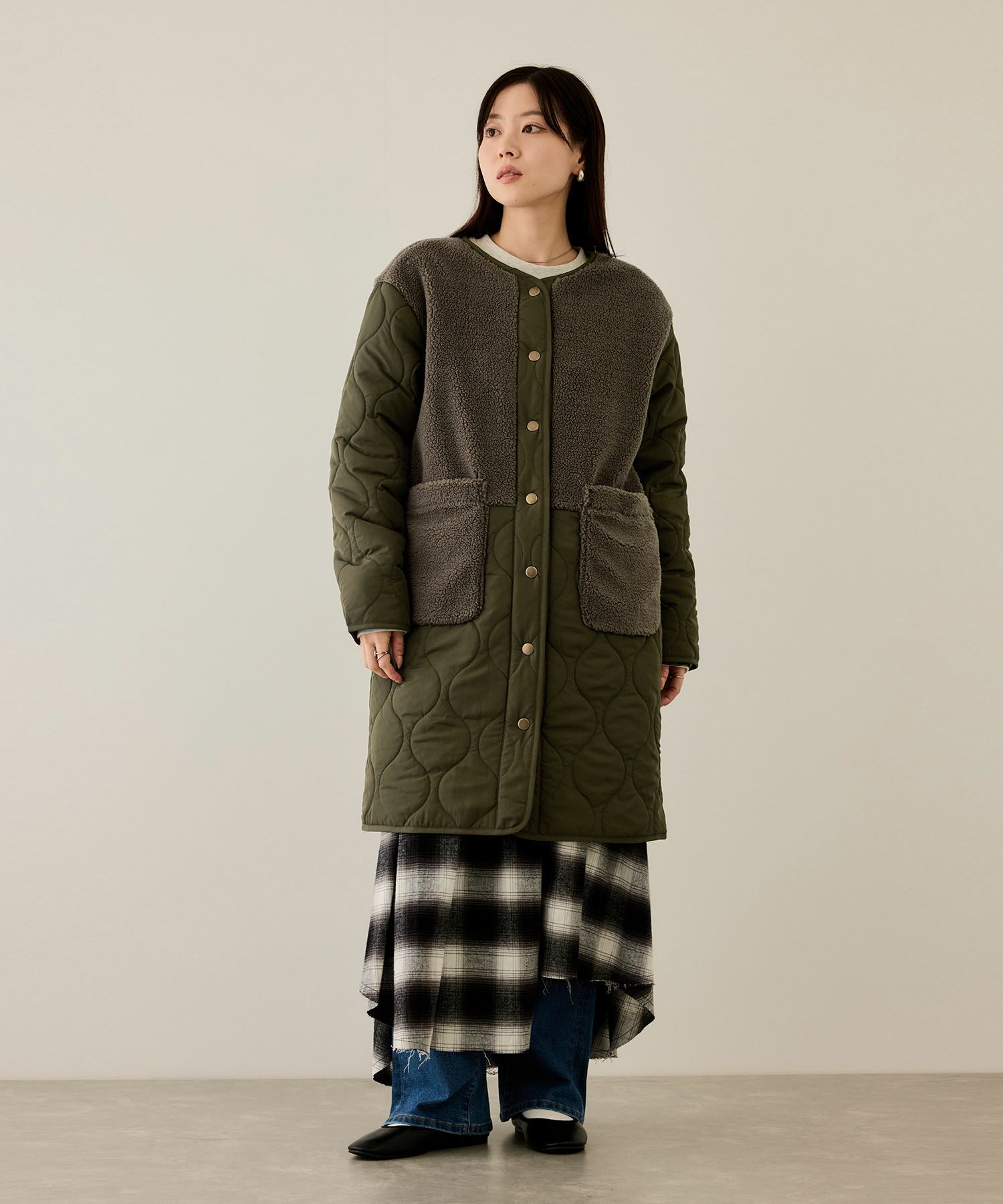 [最終さらに50%OFF]nAvy  グラムスキルトボア切替コート レディース商品画像-10