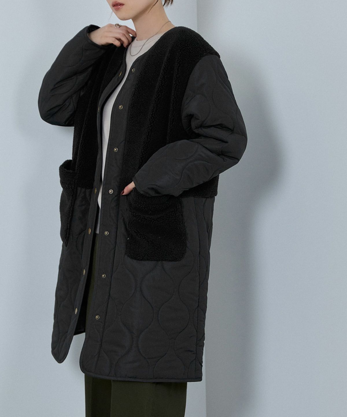 nAvy グラムスキルトボア切替コート レディース