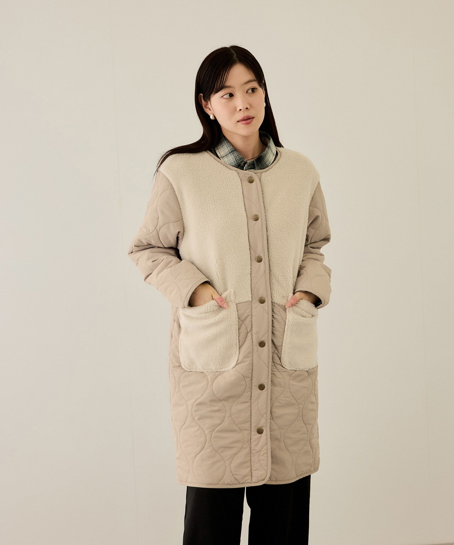 [最終さらに50%OFF]nAvy  グラムスキルトボア切替コート レディース商品画像-12