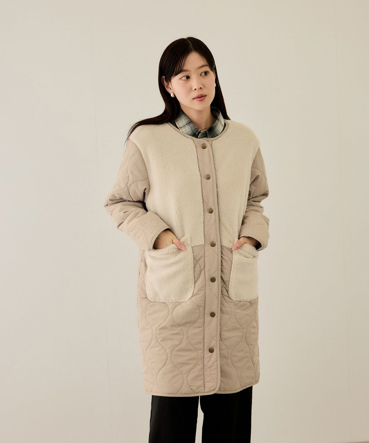 nAvy グラムスキルトボア切替コート レディース