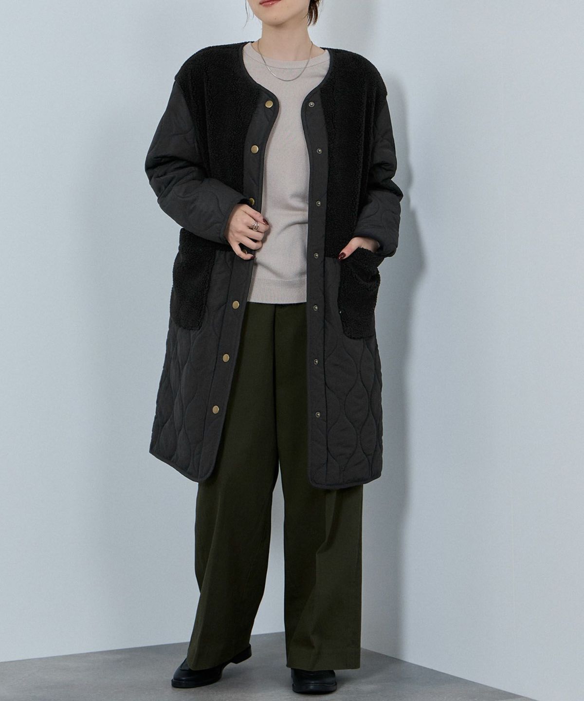 nAvy グラムスキルトボア切替コート レディース