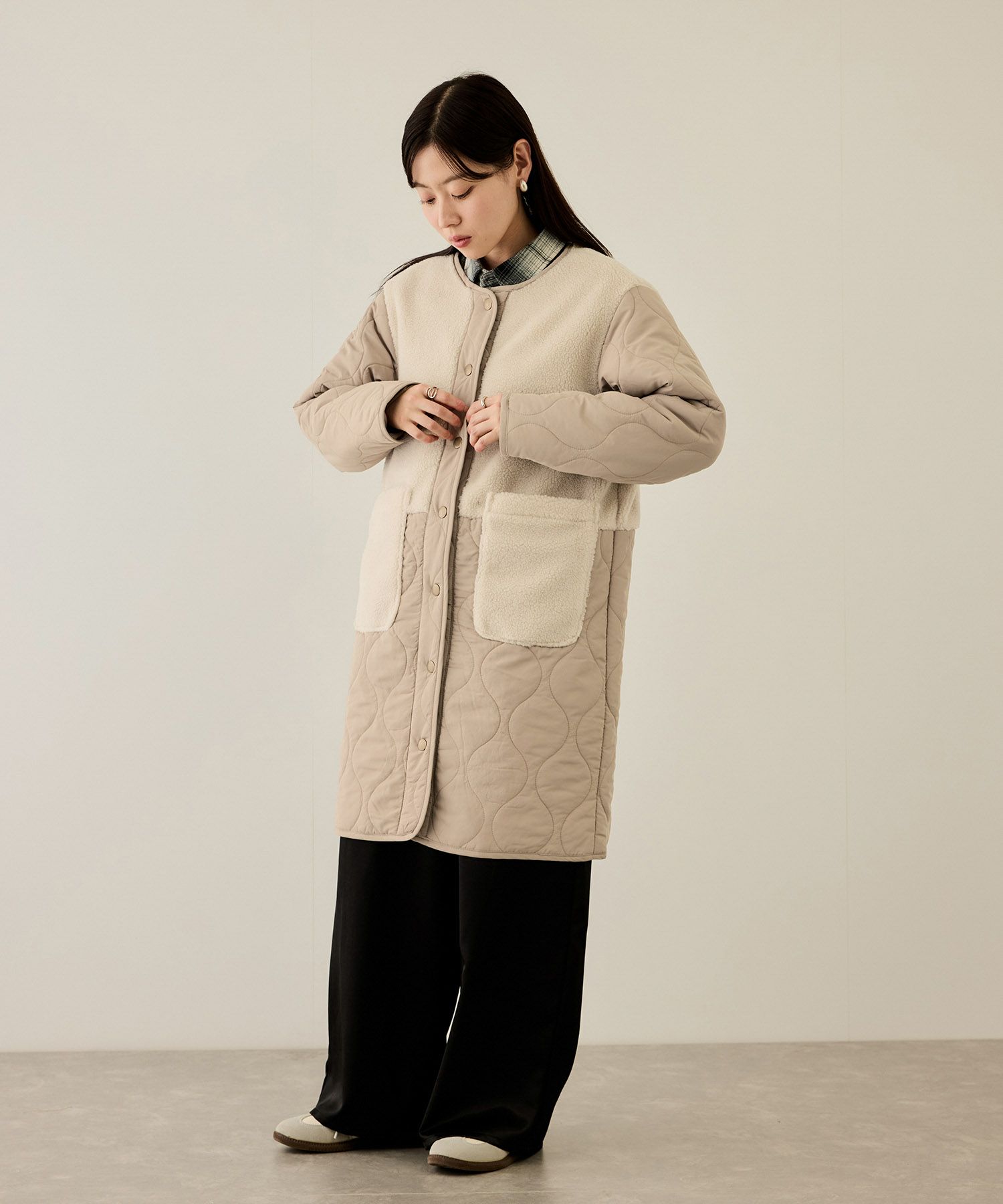 nAvy グラムスキルトボア切替コート レディース