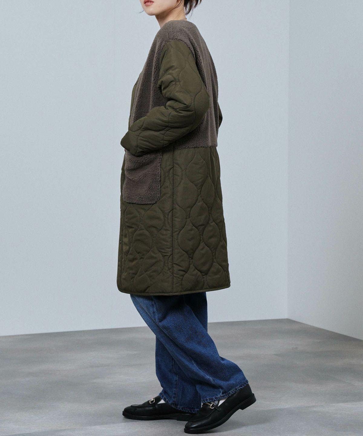 nAvy グラムスキルトボア切替コート レディース