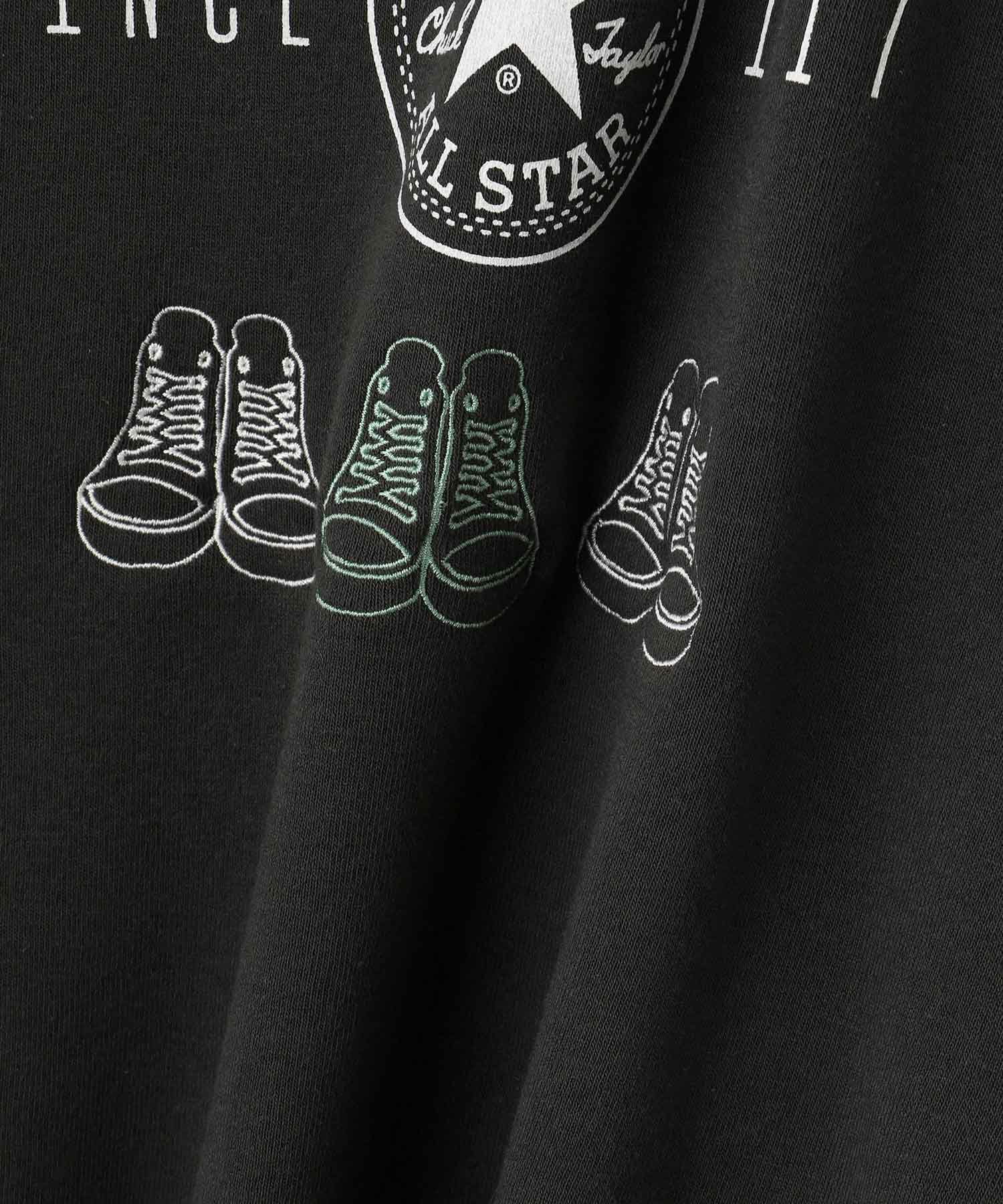 CONVERSE フロントシューズ刺繍裏シャギートレーナー レディース