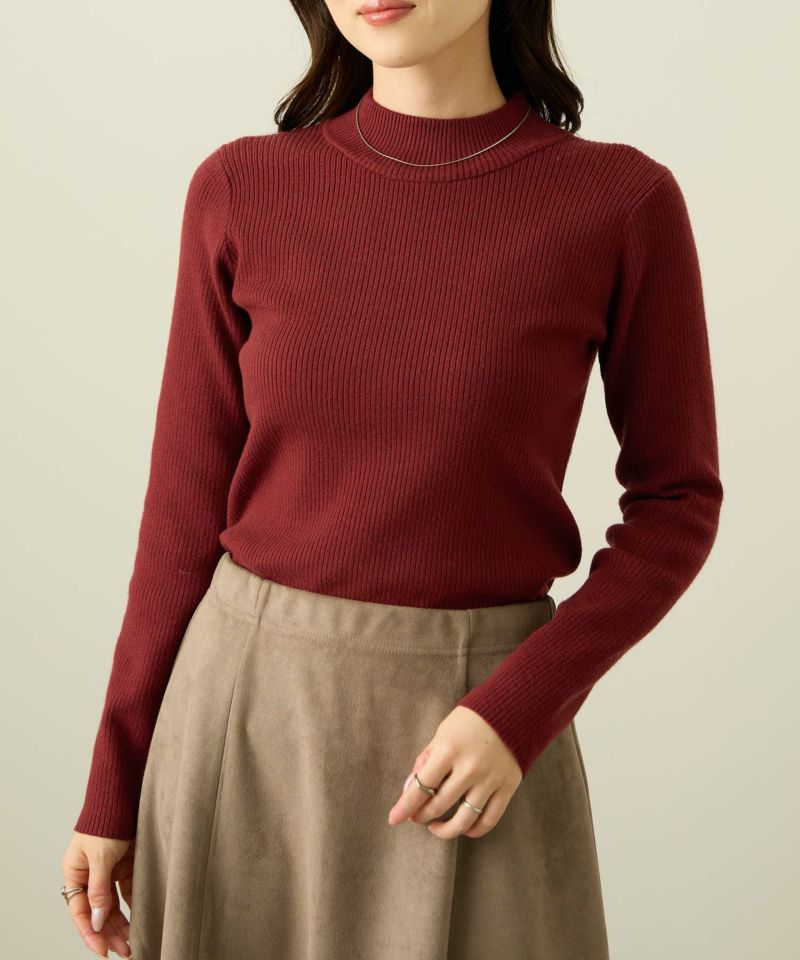 リブハイネックプルオーバー レディース商品画像-1