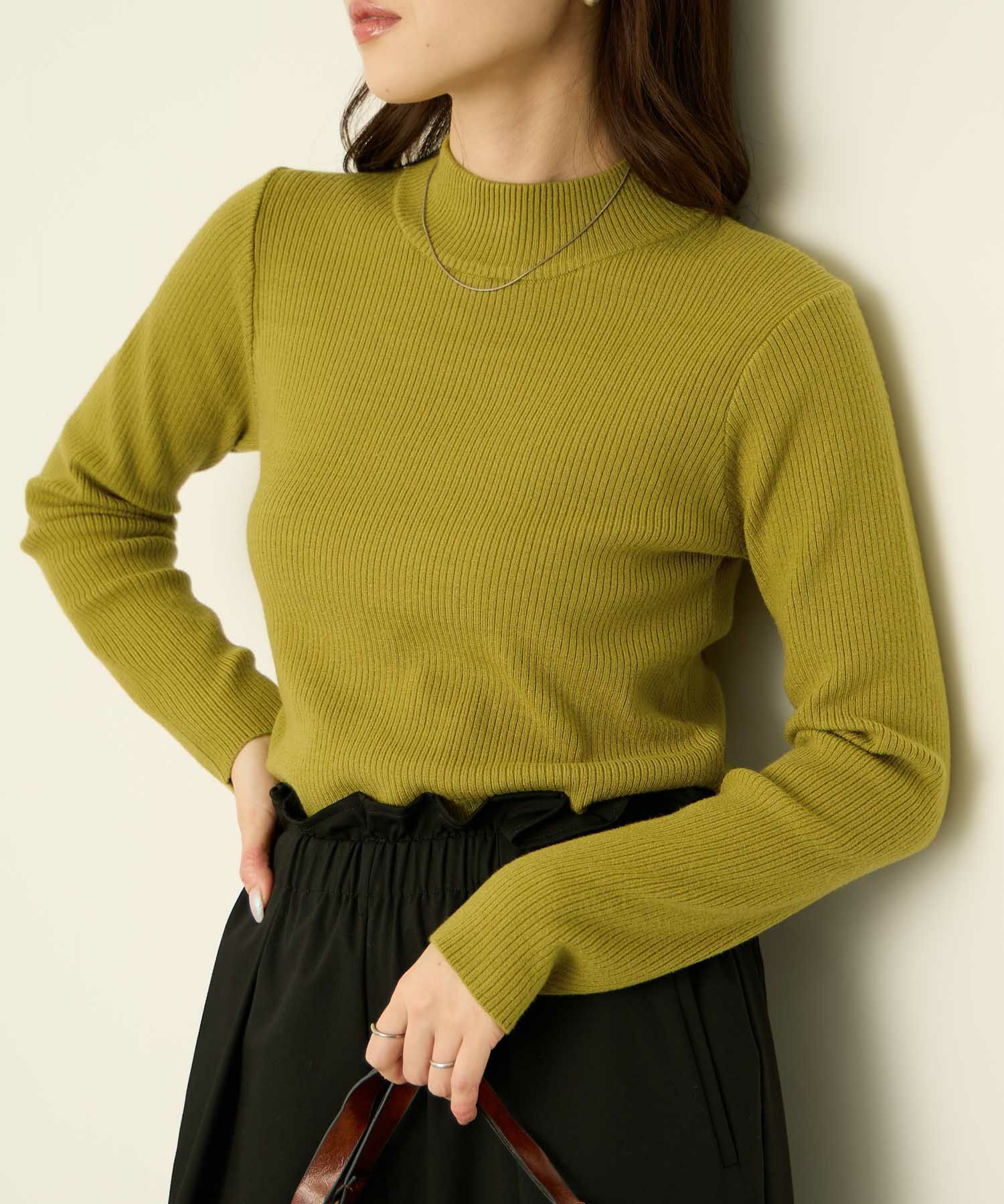 リブハイネックプルオーバー レディース商品画像-2