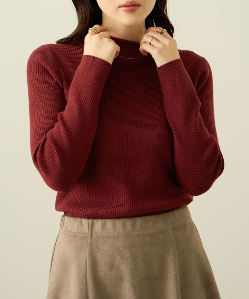 リブハイネックプルオーバー レディース商品画像-4