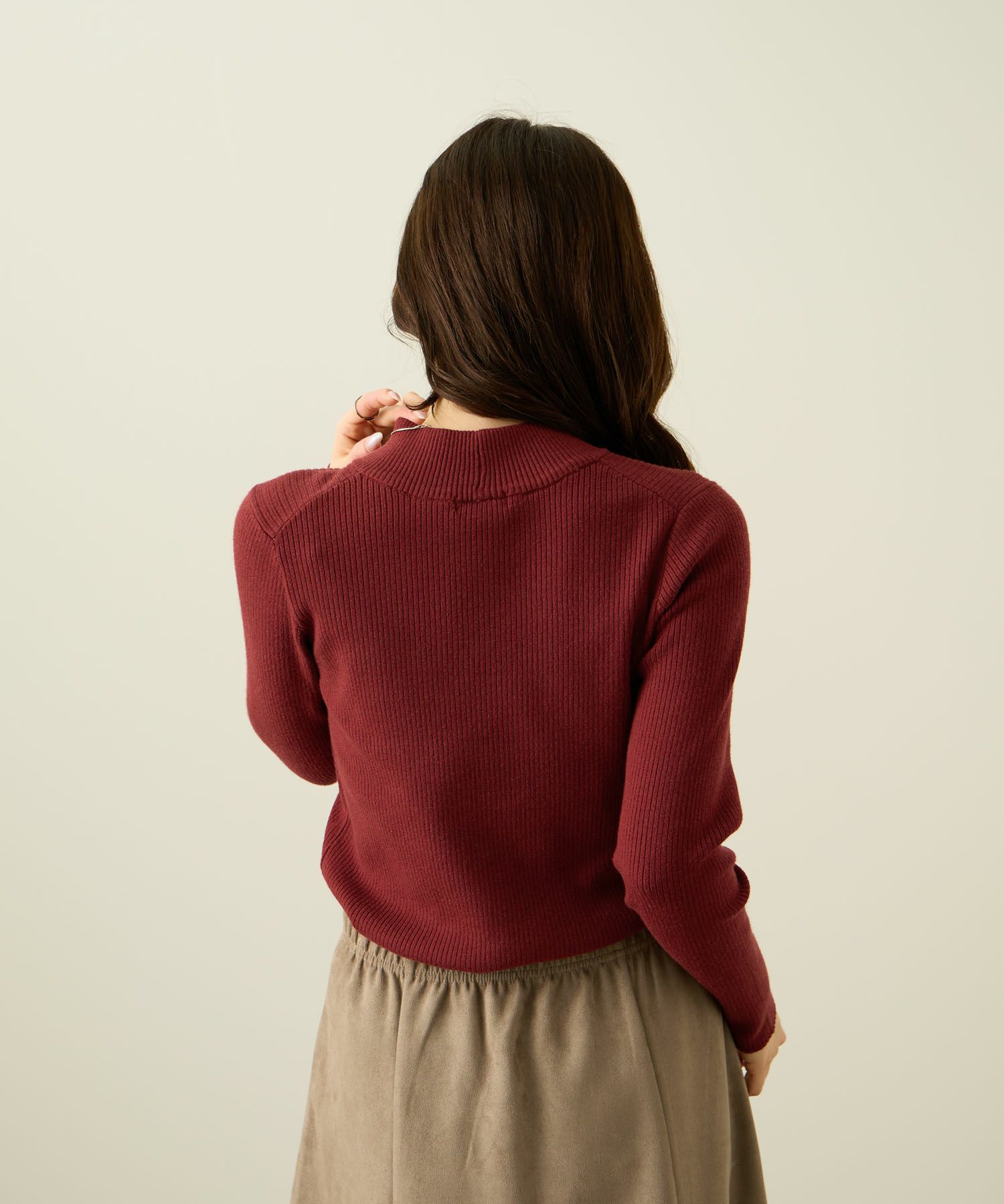 リブハイネックプルオーバー レディース商品画像-5