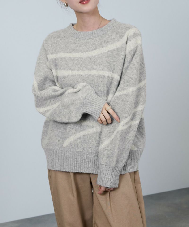 nAvy もちり もちもち 総柄クルーネックニット レディース商品画像-2