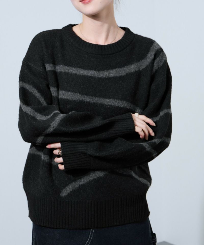 nAvy もちり もちもち 総柄クルーネックニット レディース商品画像-3