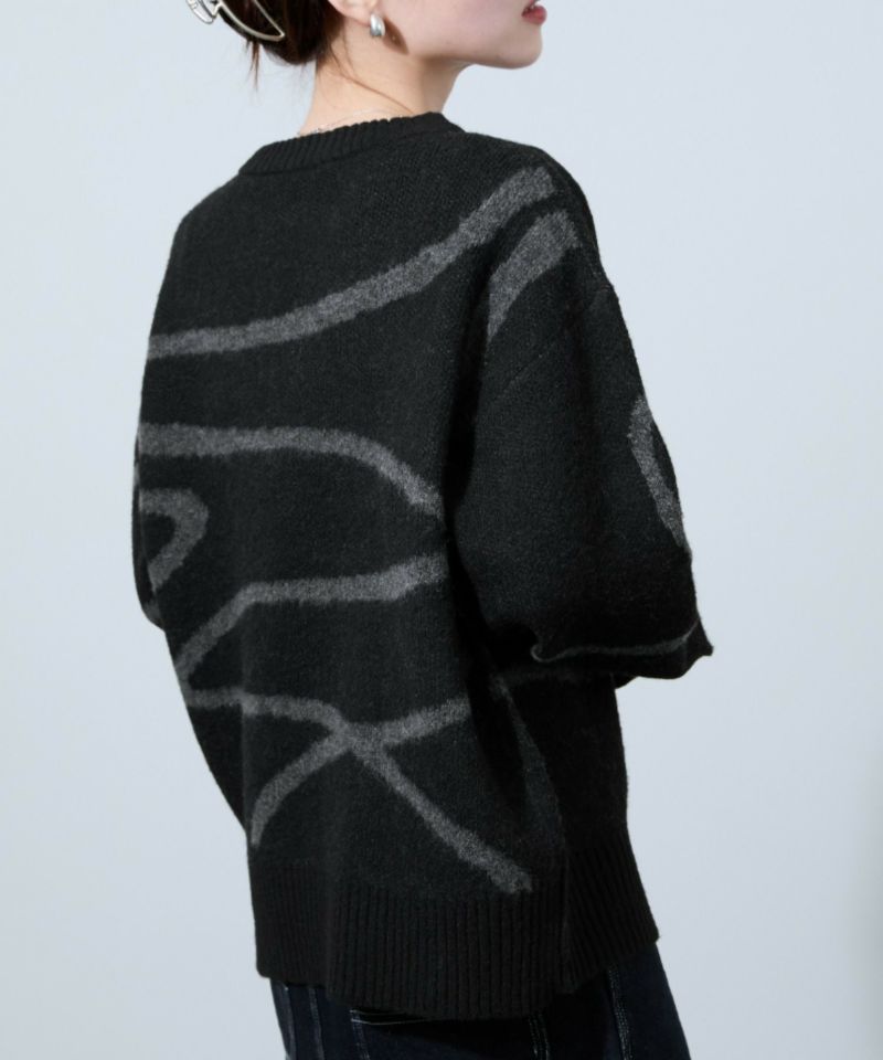 nAvy もちり もちもち 総柄クルーネックニット レディース商品画像-6