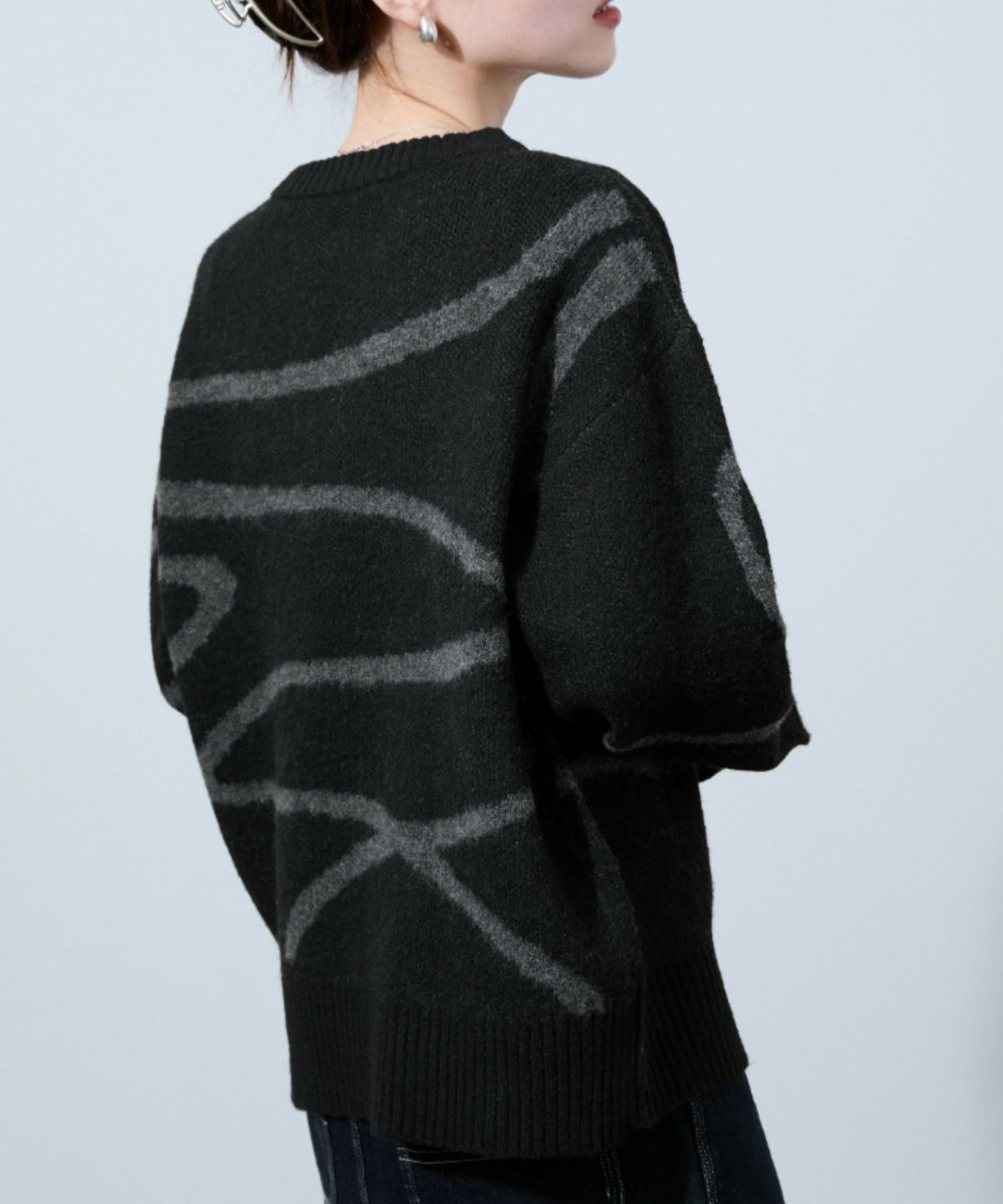 nAvy もちり もちもち 総柄クルーネックニット レディース