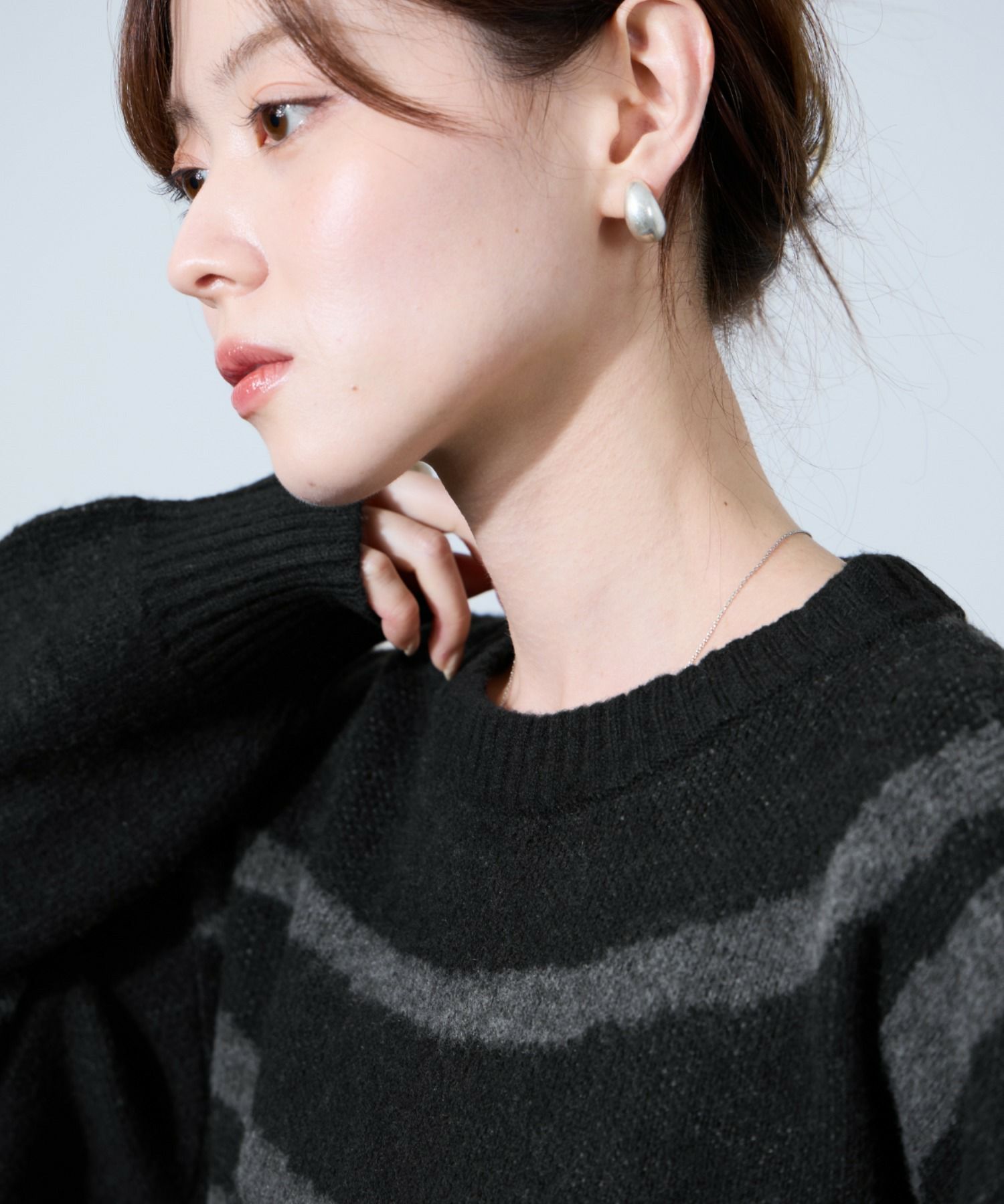 [さらに50%OFF]nAvy もちり もちもち 総柄クルーネックニット レディース商品画像-7