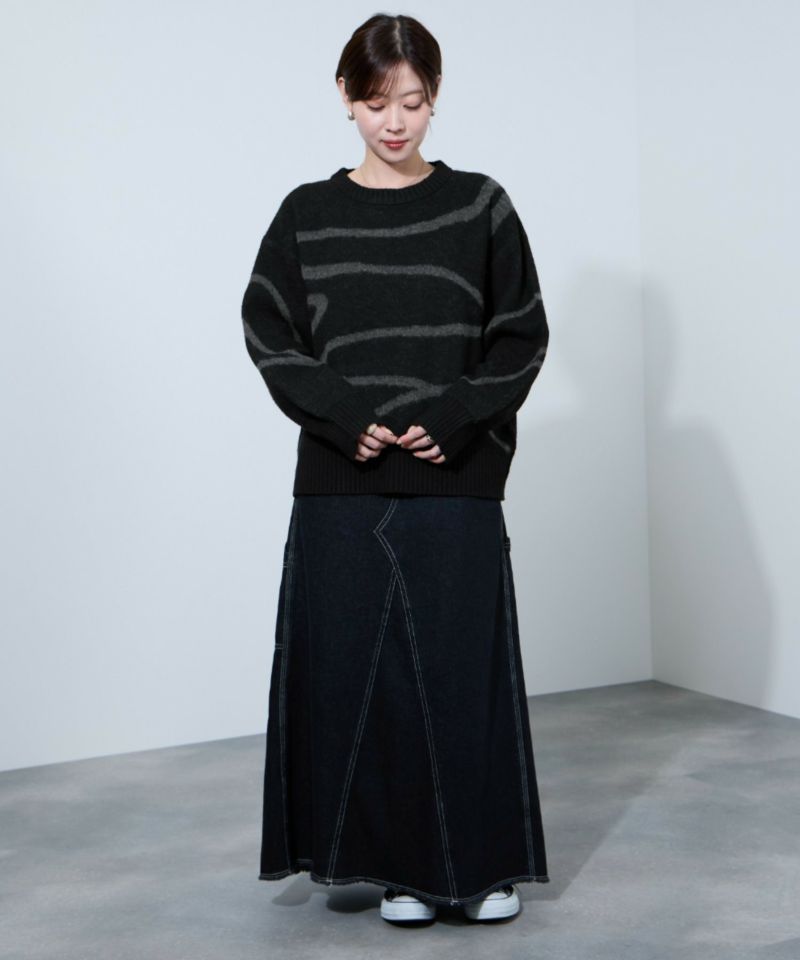 nAvy もちり もちもち 総柄クルーネックニット レディース商品画像-8