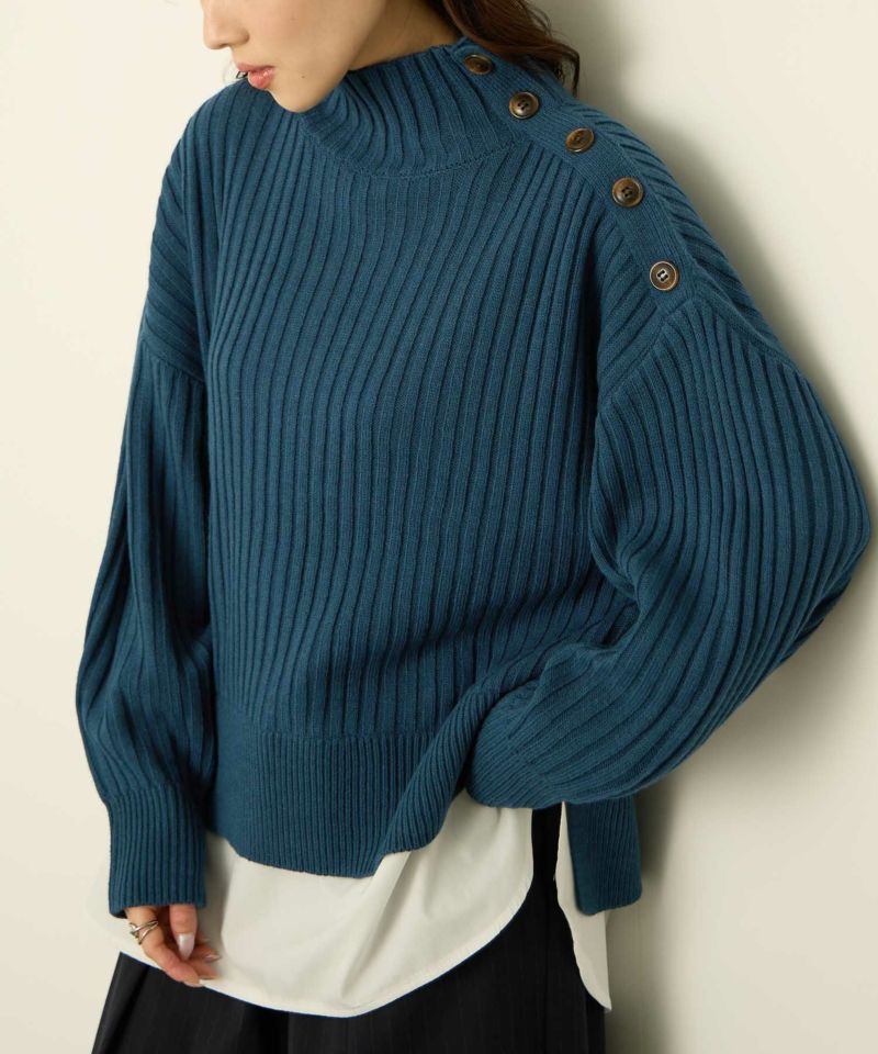 nAvy 時短 ボタンハイネックニット レディース商品画像-3