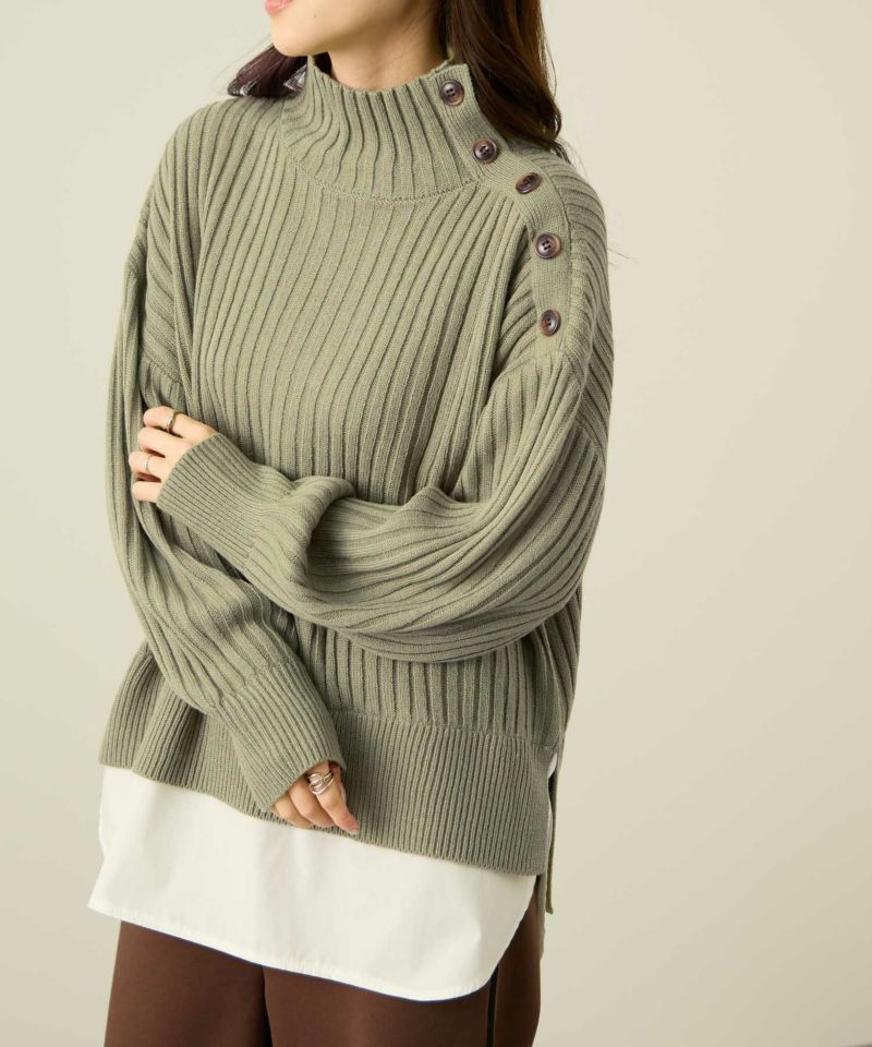 nAvy 時短 ボタンハイネックニット レディース商品画像-4