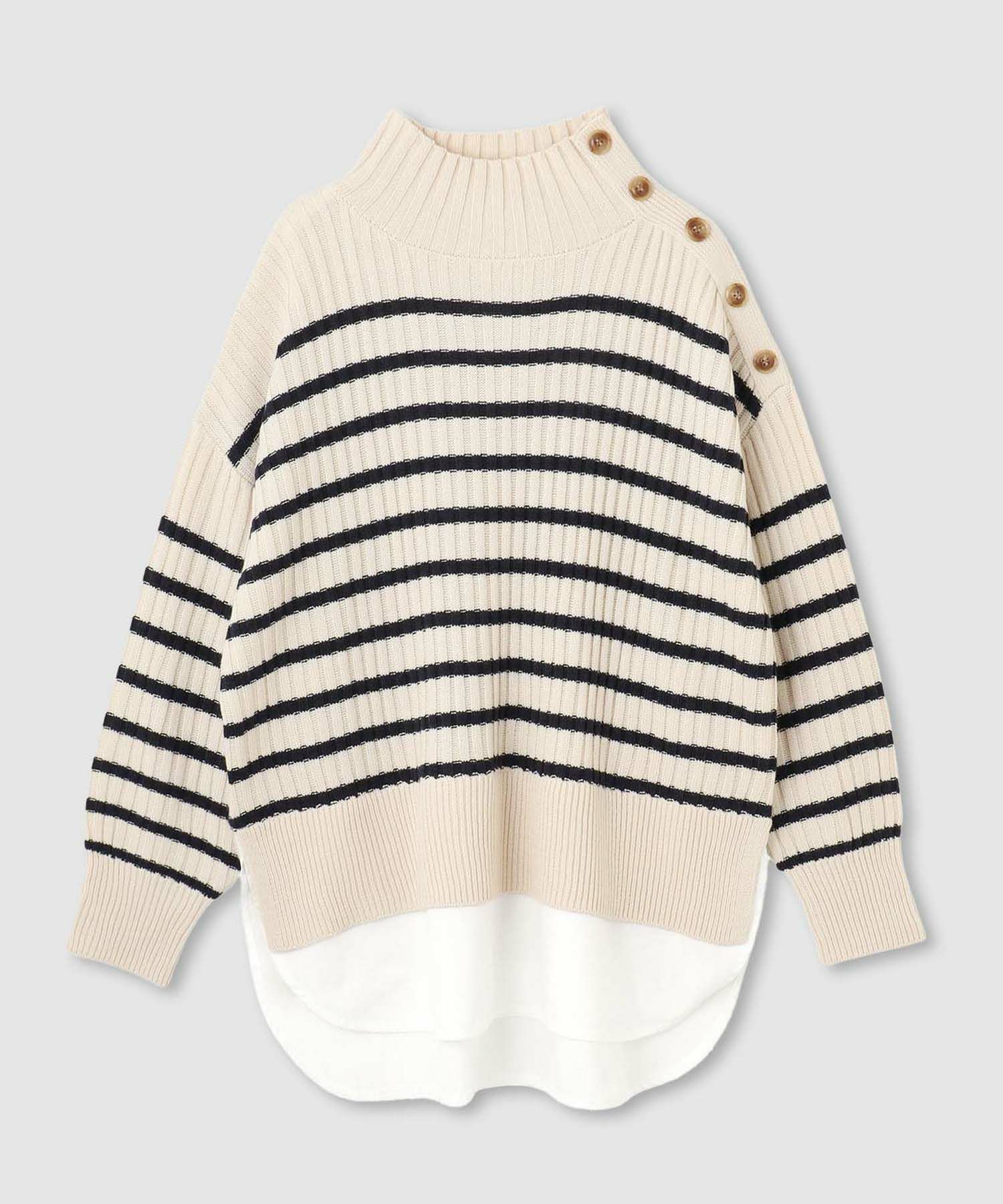 nAvy 時短 ボタンハイネックニット レディース