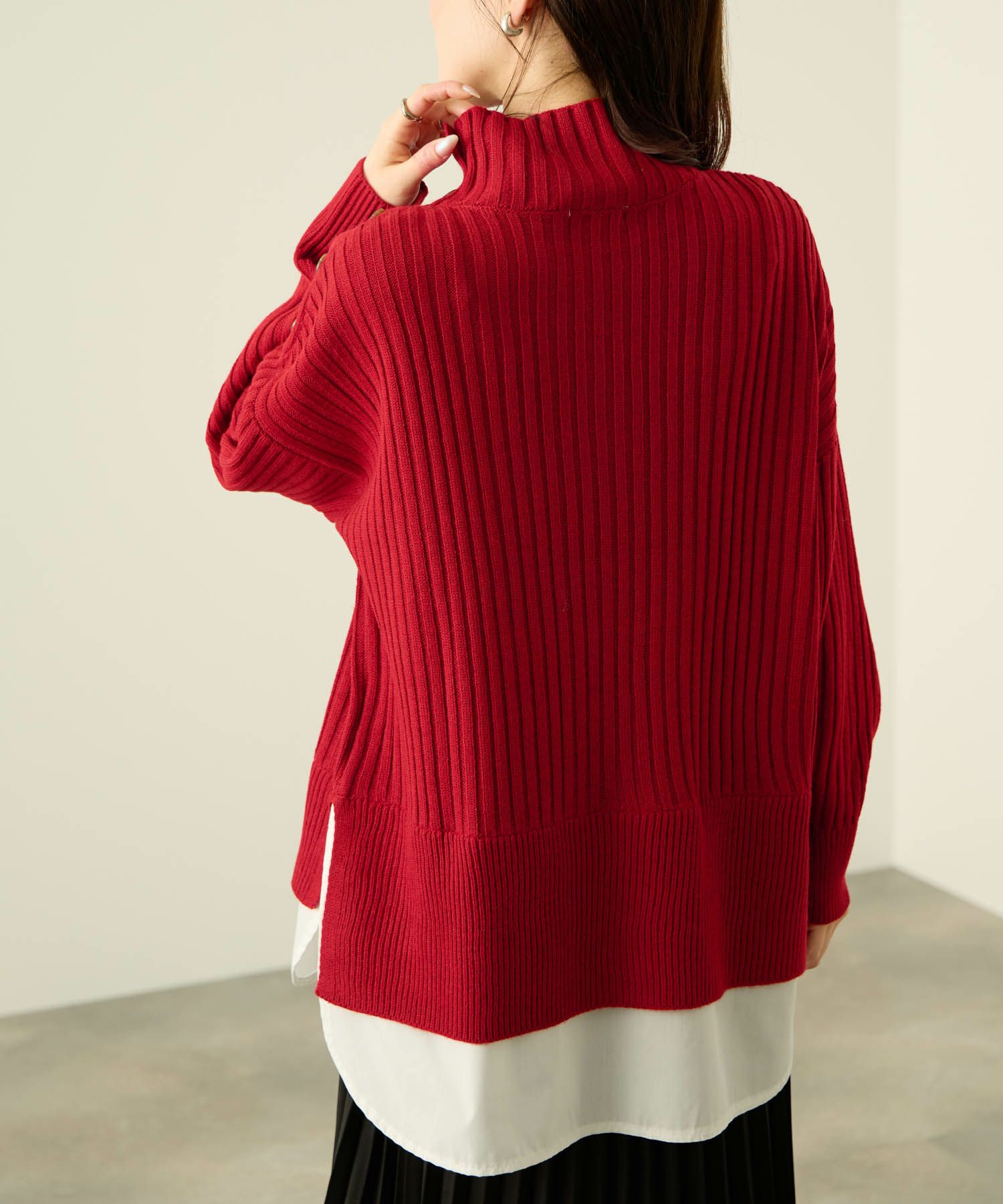 [さらに50%OFF]nAvy  時短 ボタンハイネックニット レディース商品画像-7