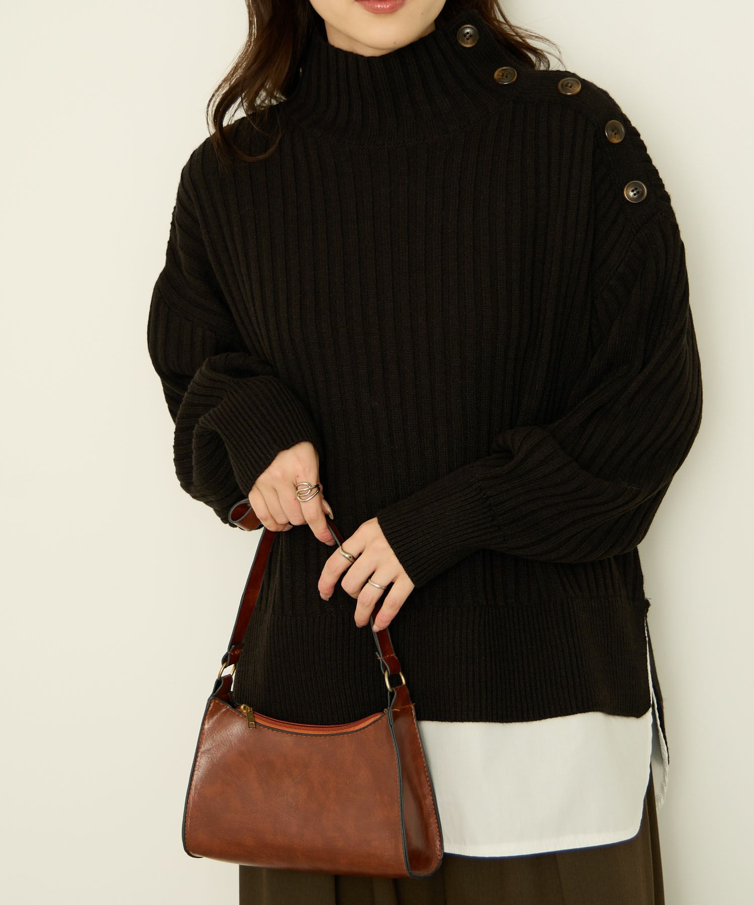 nAvy  時短 ボタンハイネックニット レディース商品画像-10