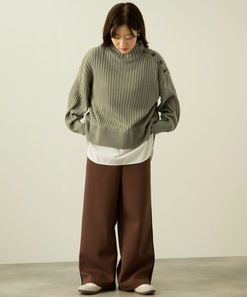 nAvy 時短 ボタンハイネックニット レディース