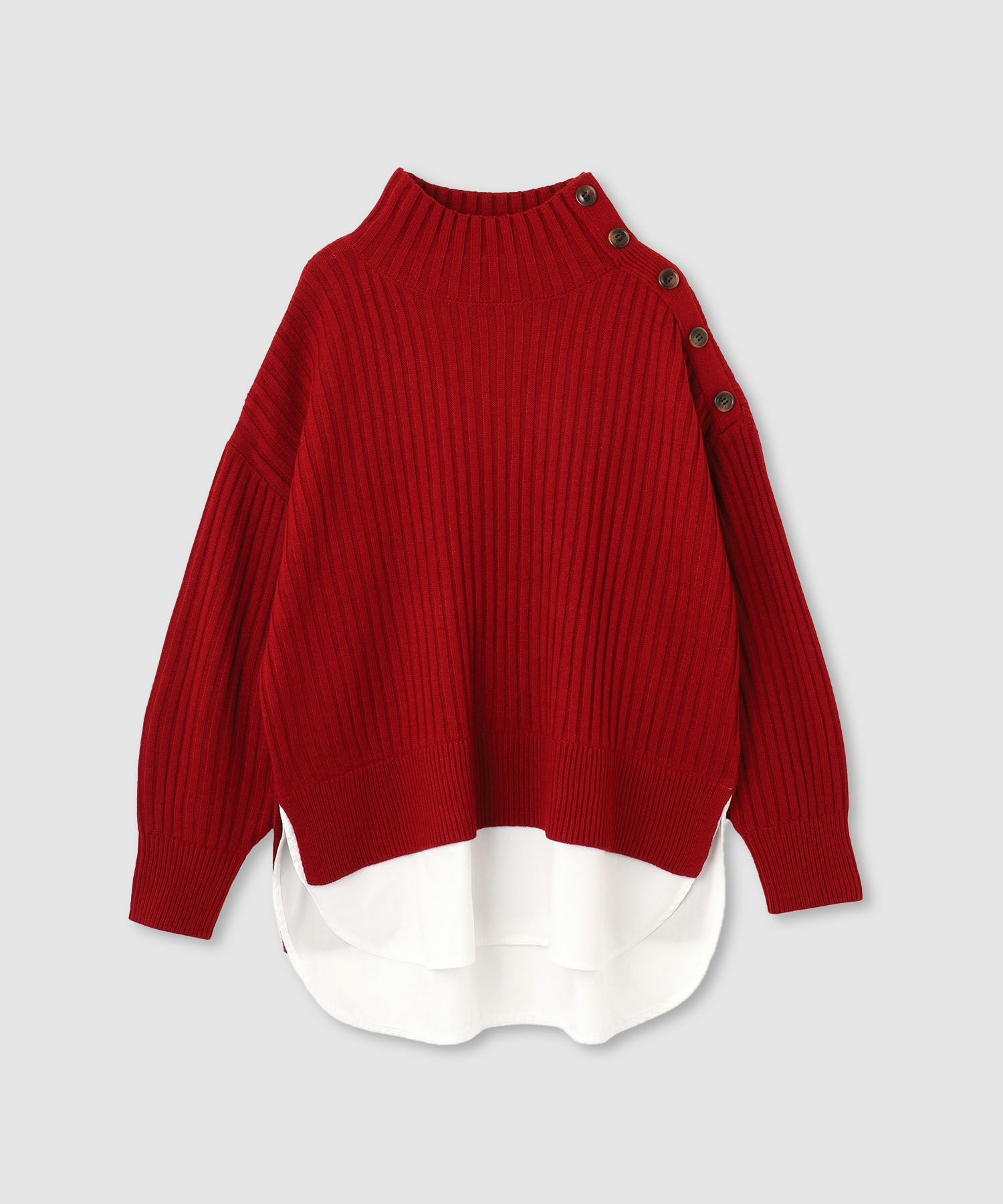 nAvy 時短 ボタンハイネックニット レディース