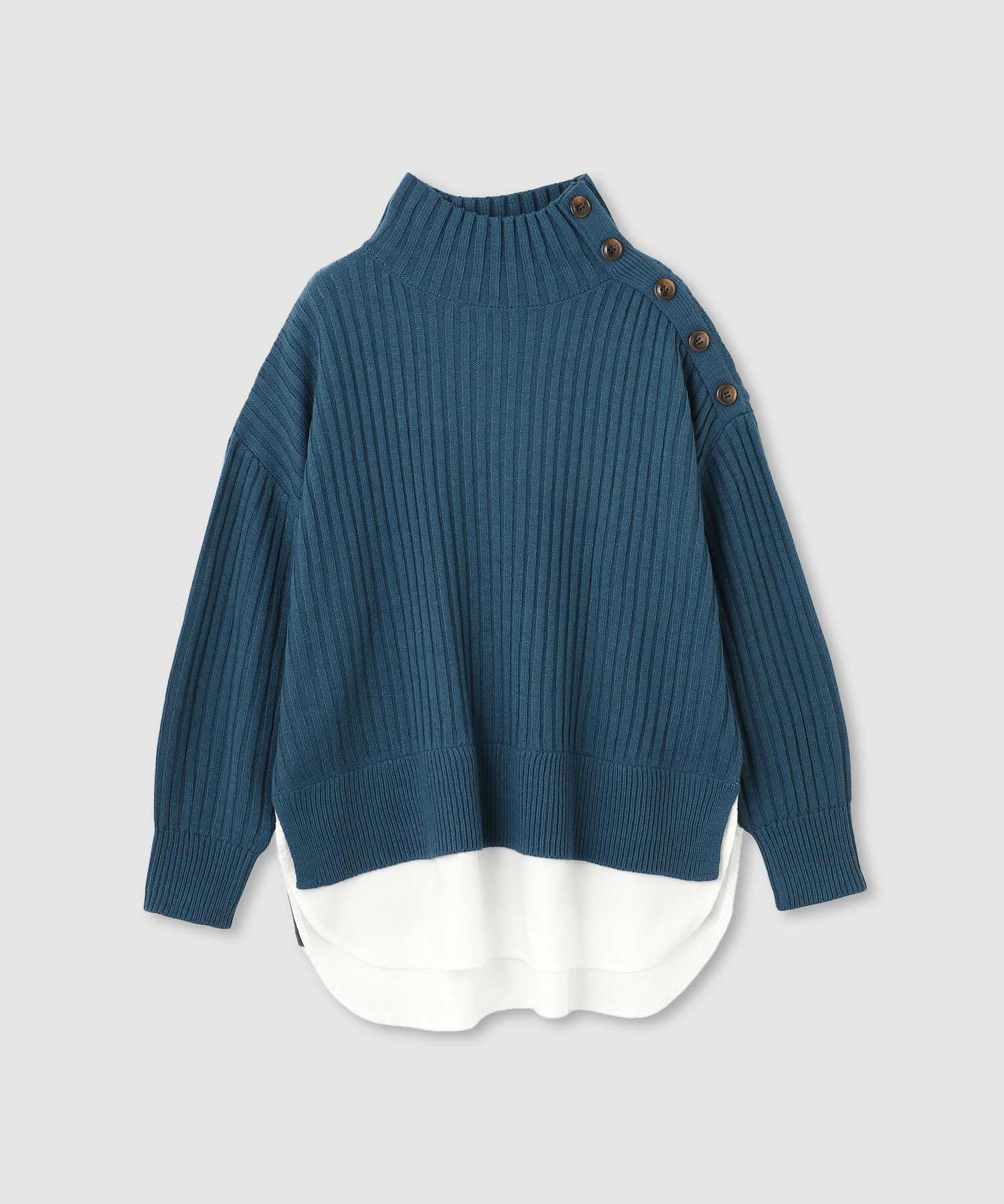 nAvy 時短 ボタンハイネックニット レディース