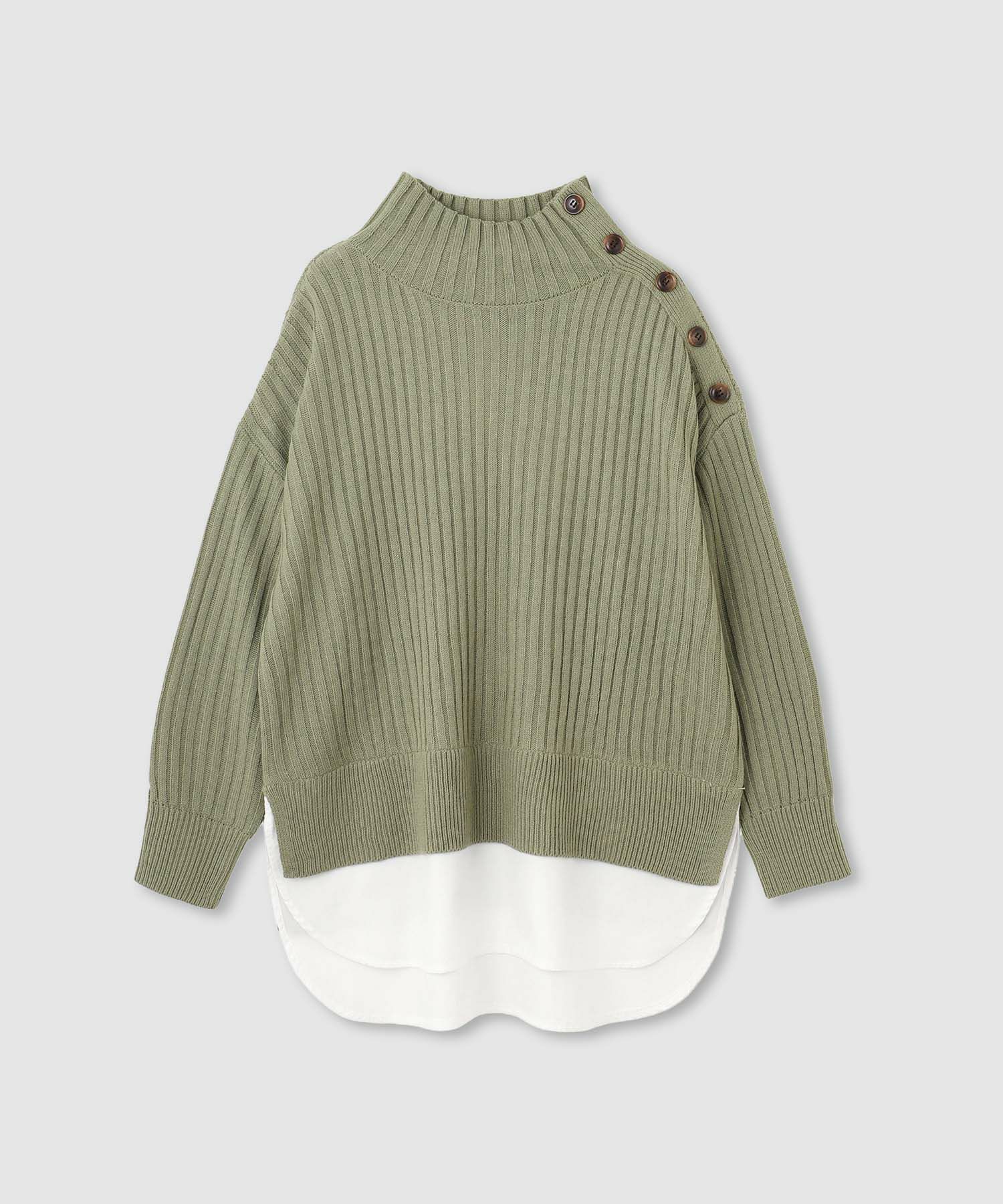 nAvy 時短 ボタンハイネックニット レディース