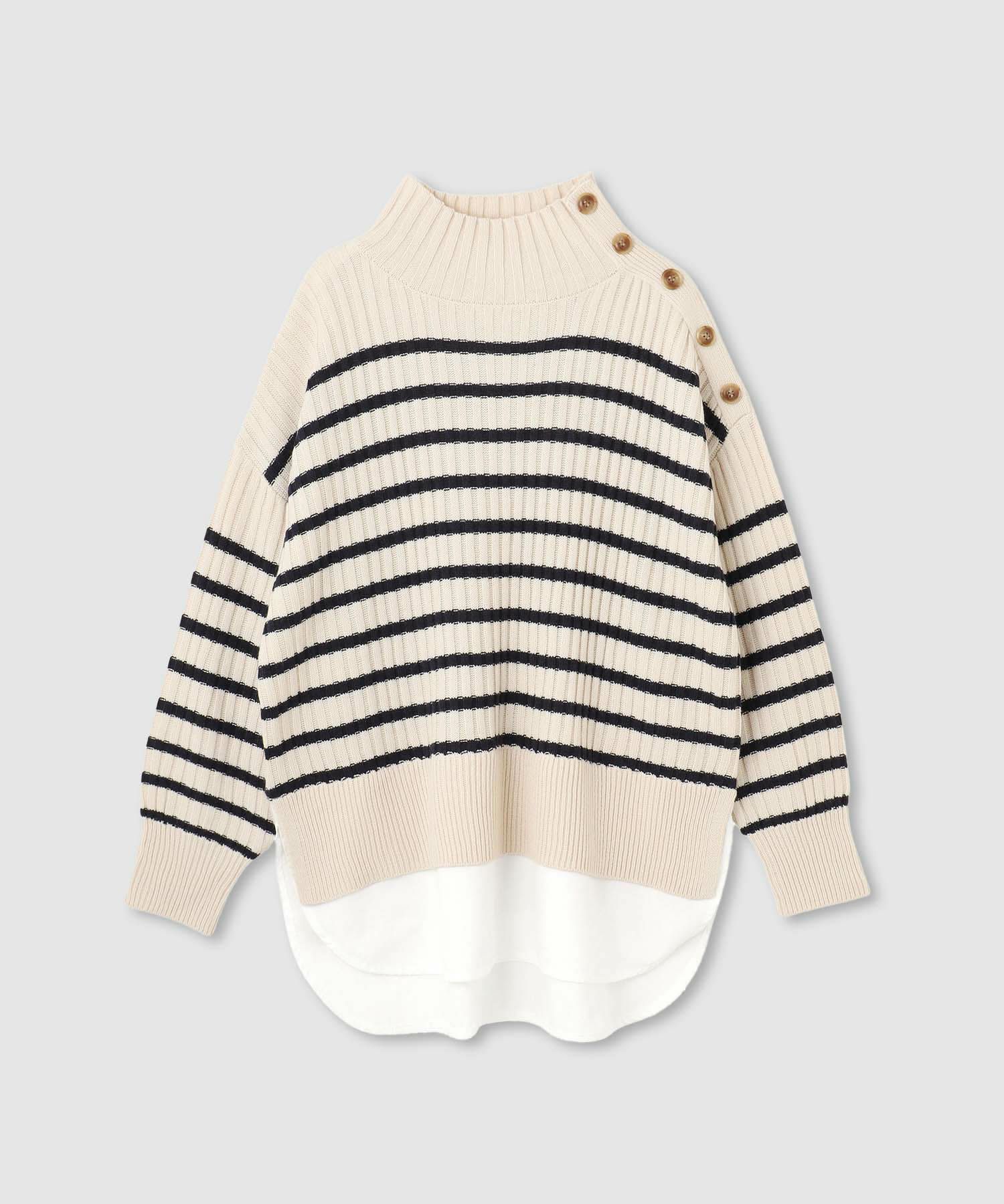 nAvy 時短 ボタンハイネックニット レディース
