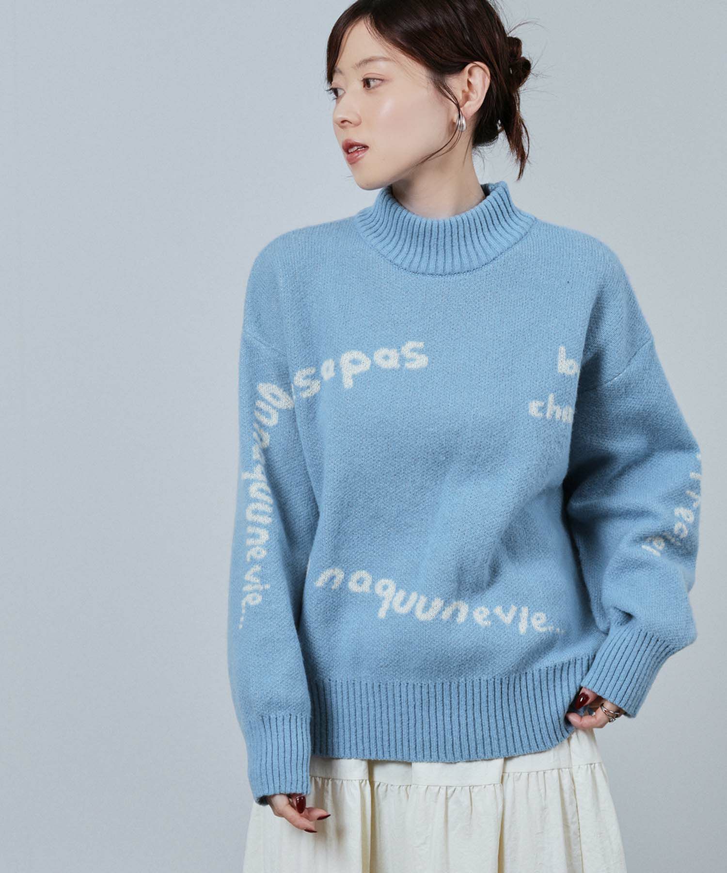 nAvy もちり もちもち 総柄ハイネックニット レディース商品画像-2